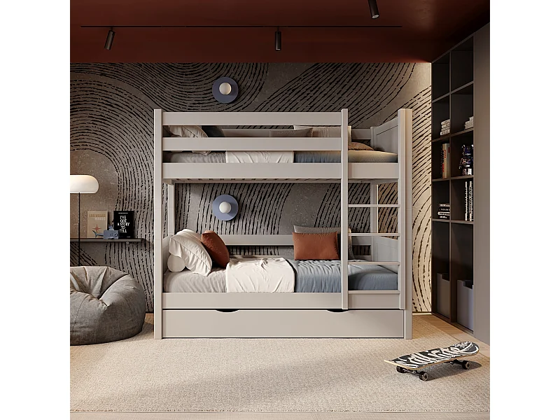 ETAGENBETT N02 mit Schublade Grau 90x200