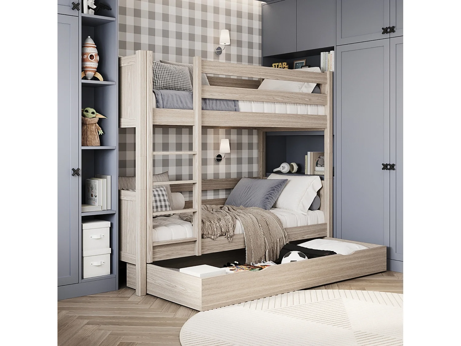 ETAGENBETT N02 mit Schublade Sonoma Eiche 80x190