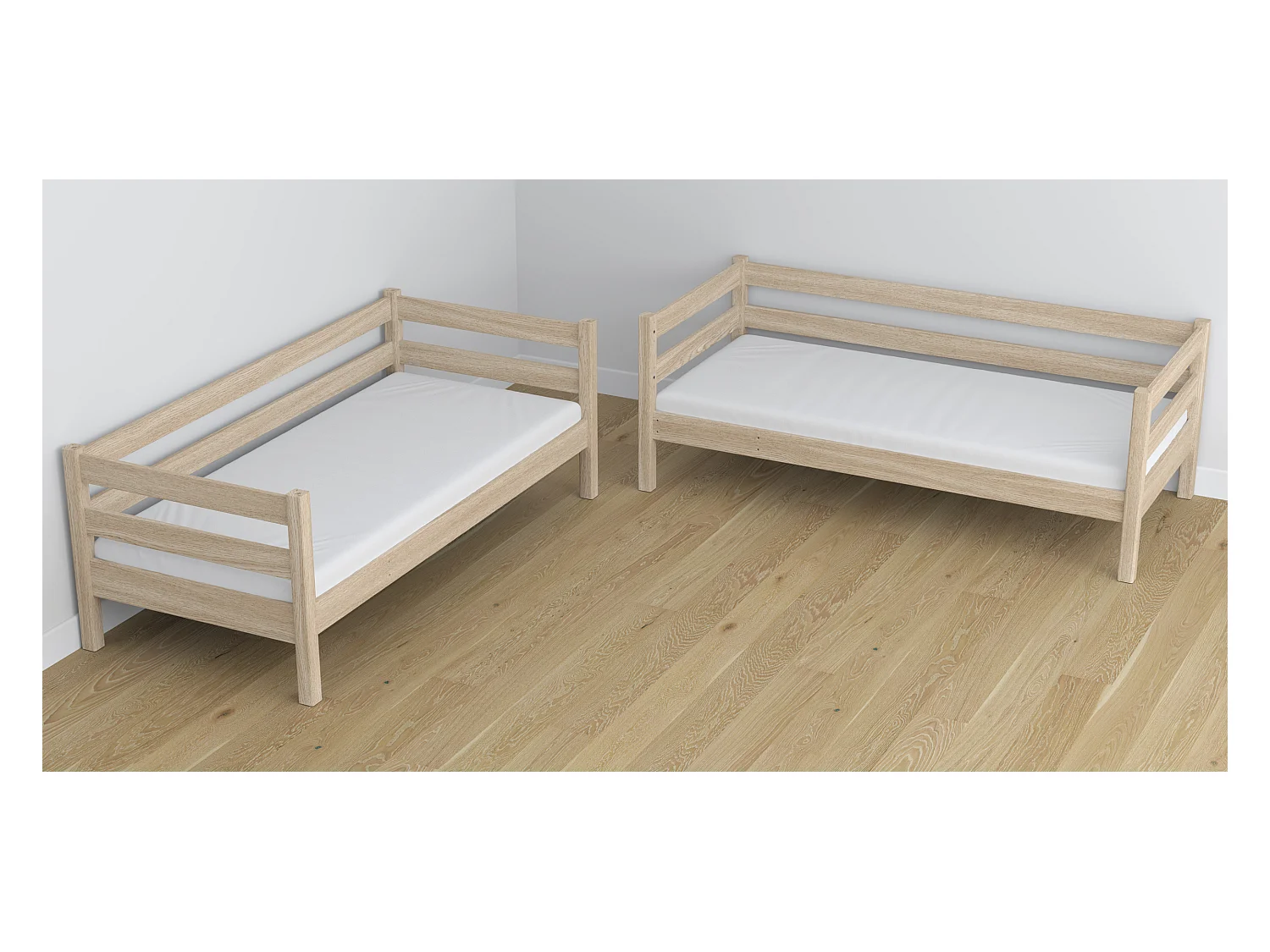 Lit superposé en chêne - avec tiroir N01 Chêne Blanchi 80x180