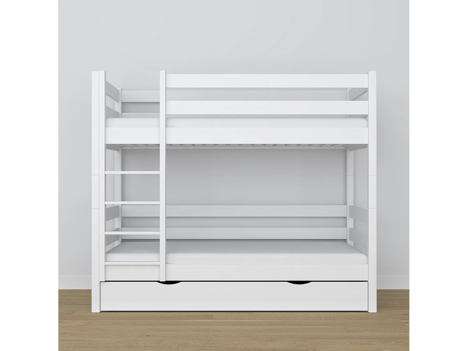 Lit superposé en bois - avec tiroir N01 Blanc 120x200