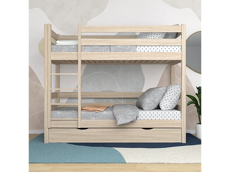 ETAGENBETT N01 mit Schublade Sonoma Eiche 80x200