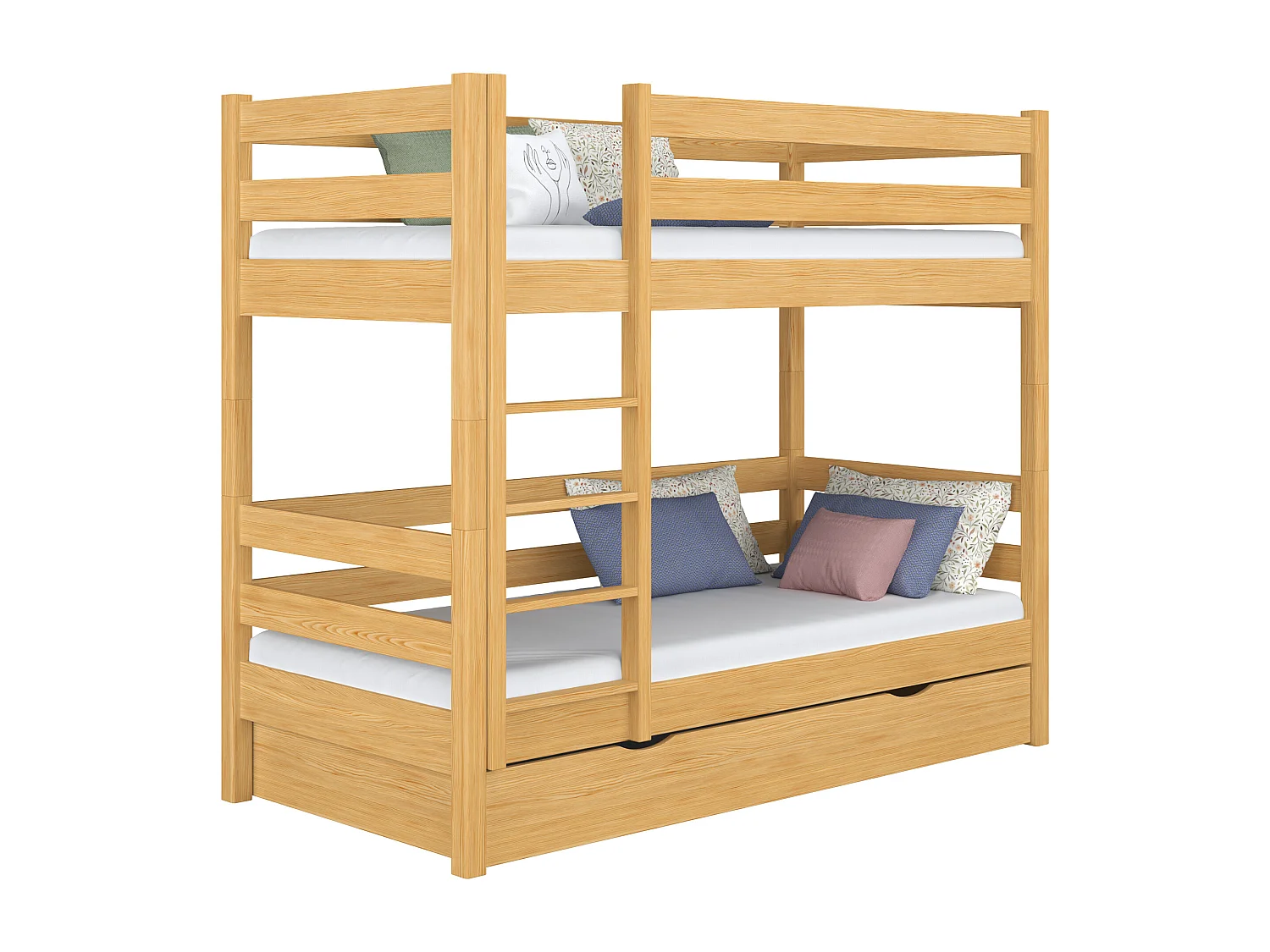 ETAGENBETT N01 mit Schublade Naturkiefer 80x200