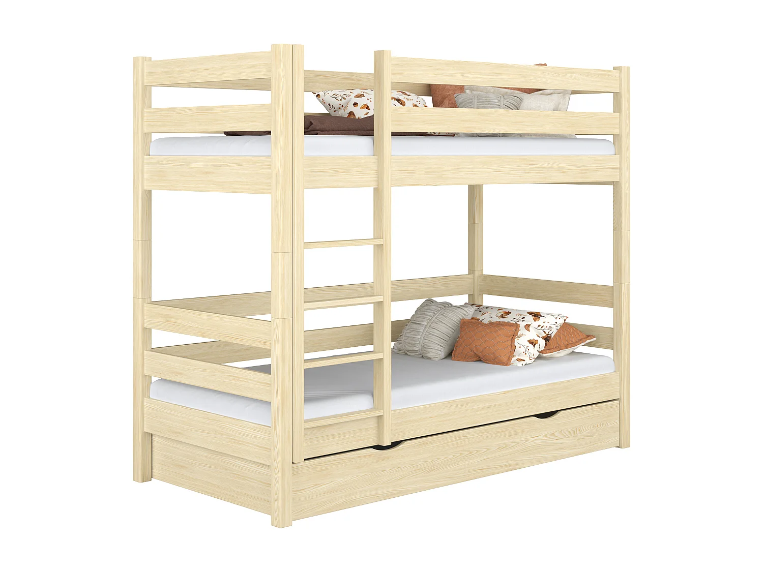 ETAGENBETT N01 mit Schublade Klare Kiefer 80x180