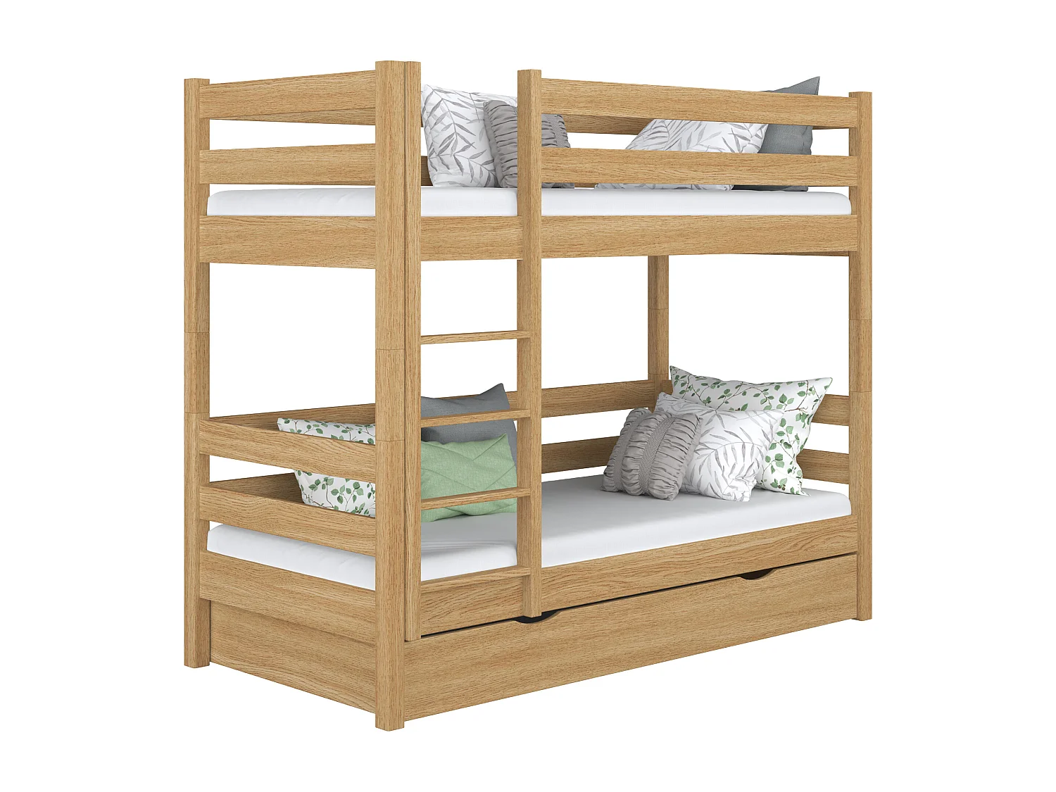 ETAGENBETT N01 mit Schublade Eiche Natur 90x190