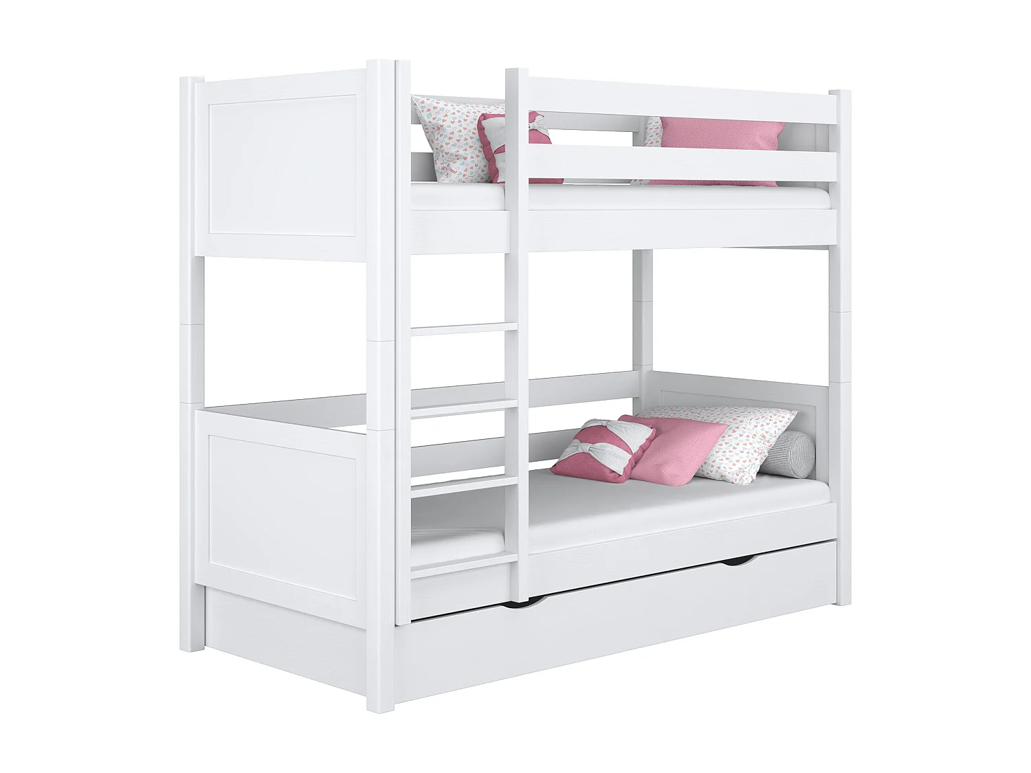 Lit superposé en bois - avec tiroir N02 Blanc 80x190