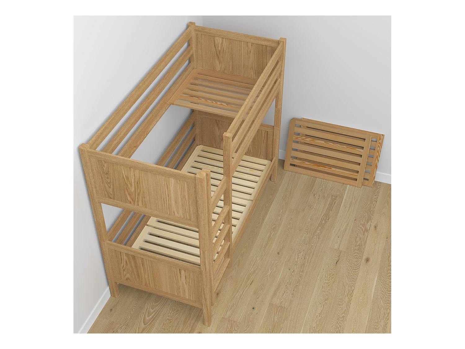 ETAGENBETT N02 mit Schublade Eiche Natur 100x200