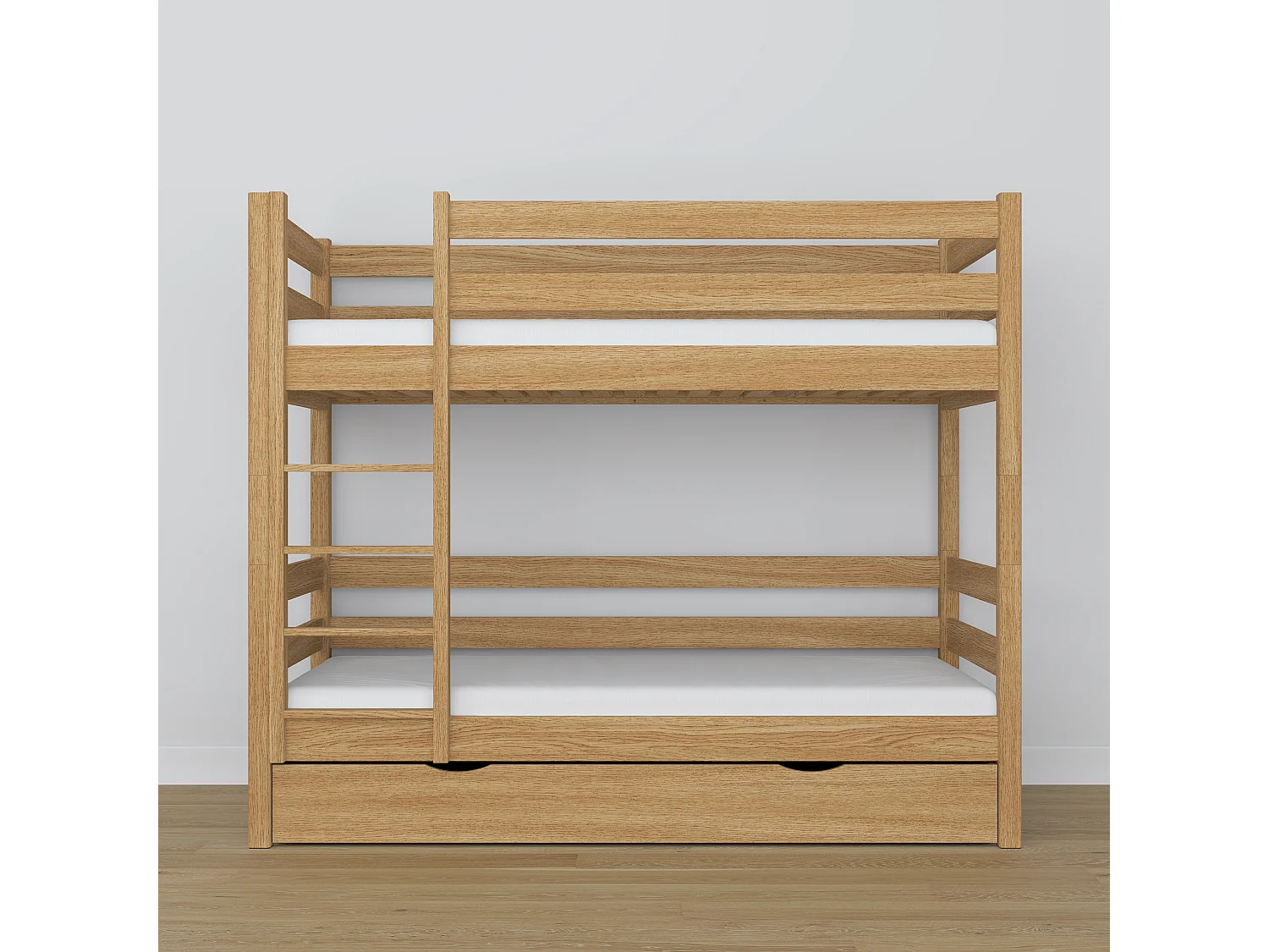 ETAGENBETT N01 mit Schublade Eiche Natur 80x200