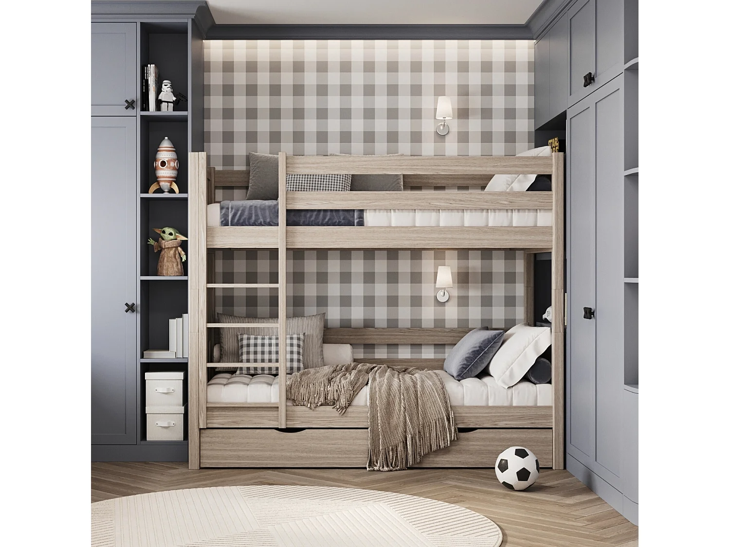 ETAGENBETT N02 mit Schublade Sonoma Eiche 90x190