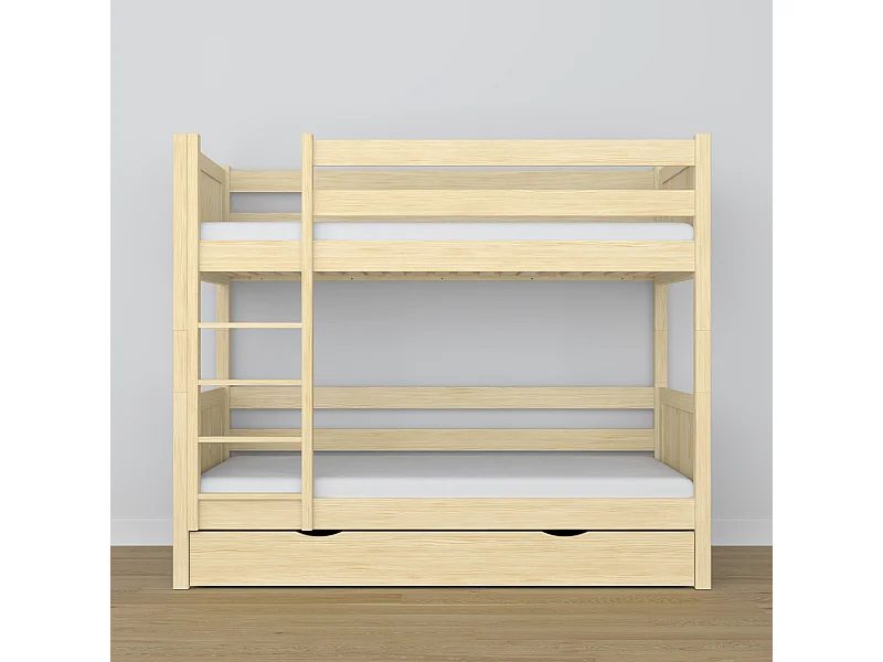 Lit superposé en bois - avec tiroir N02 Pin Clair 100x180