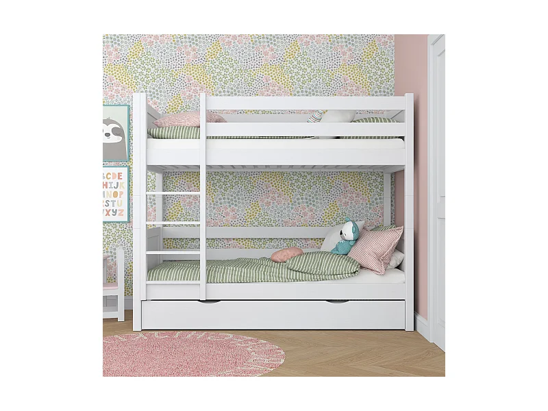 ETAGENBETT N02 mit Schublade Weiß 80x200