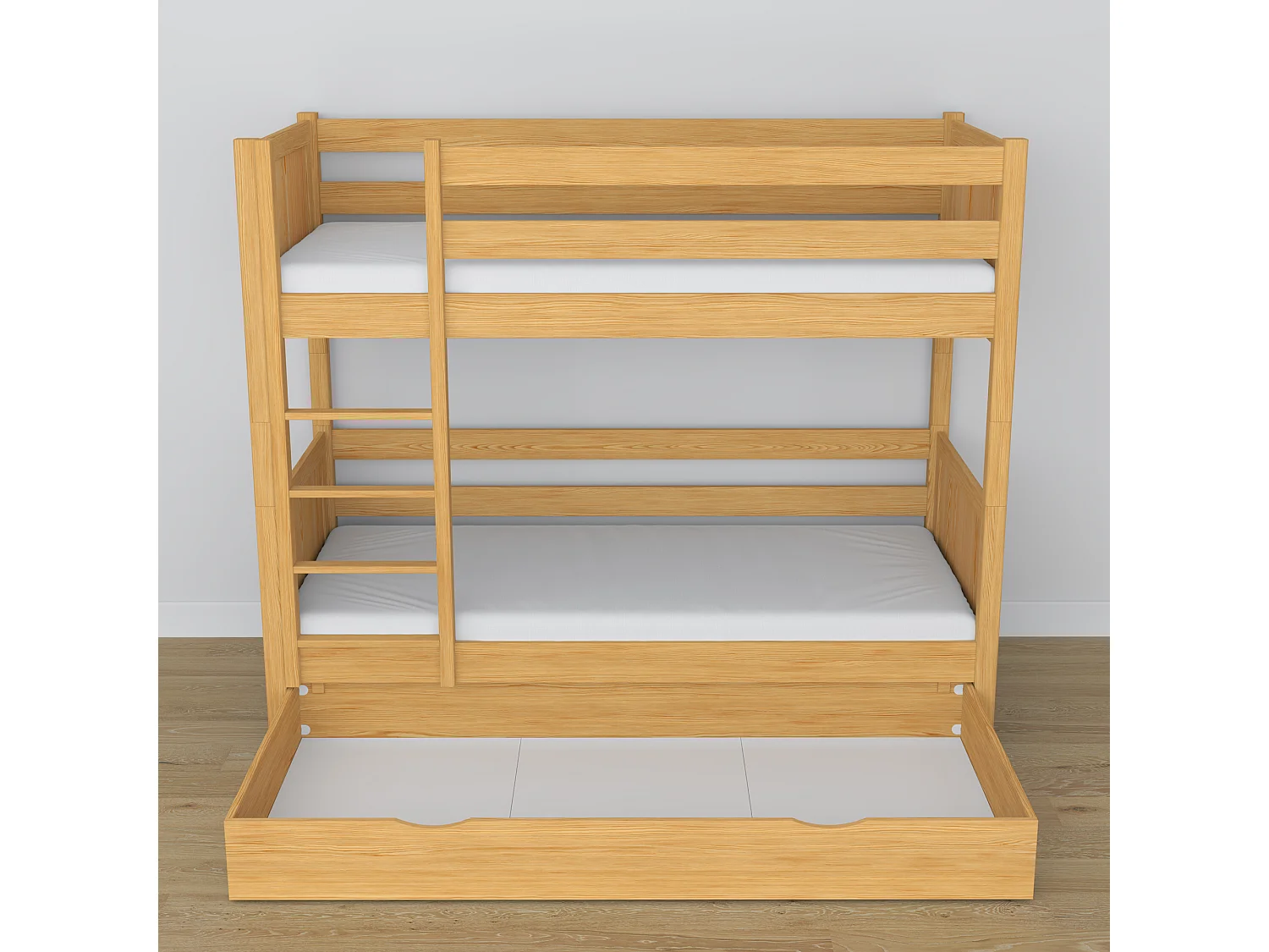 Lit superposé en bois - avec tiroir N02 Pin Naturel 100x200