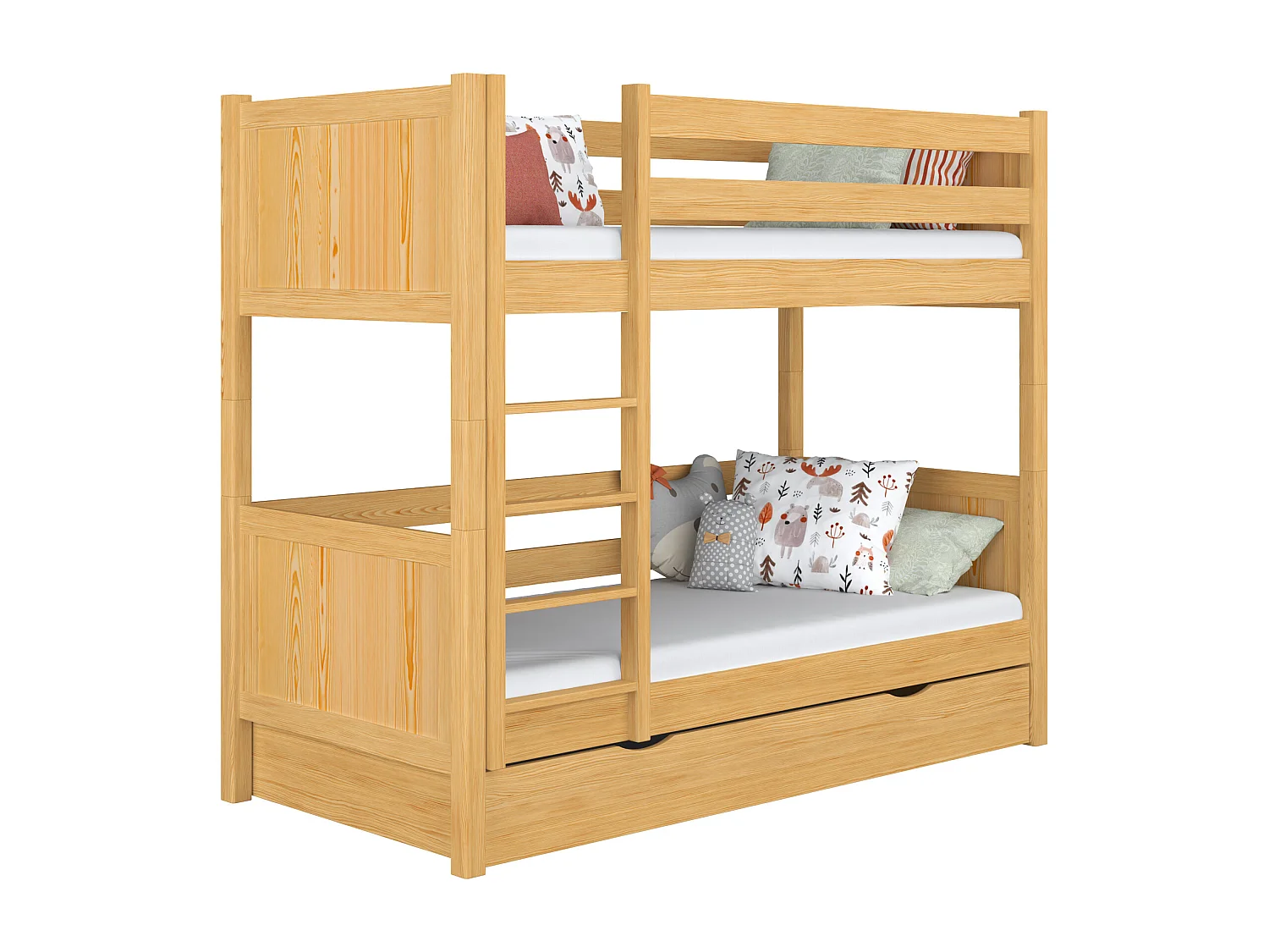 Lit superposé en bois - avec tiroir N02 Pin Naturel 120x190