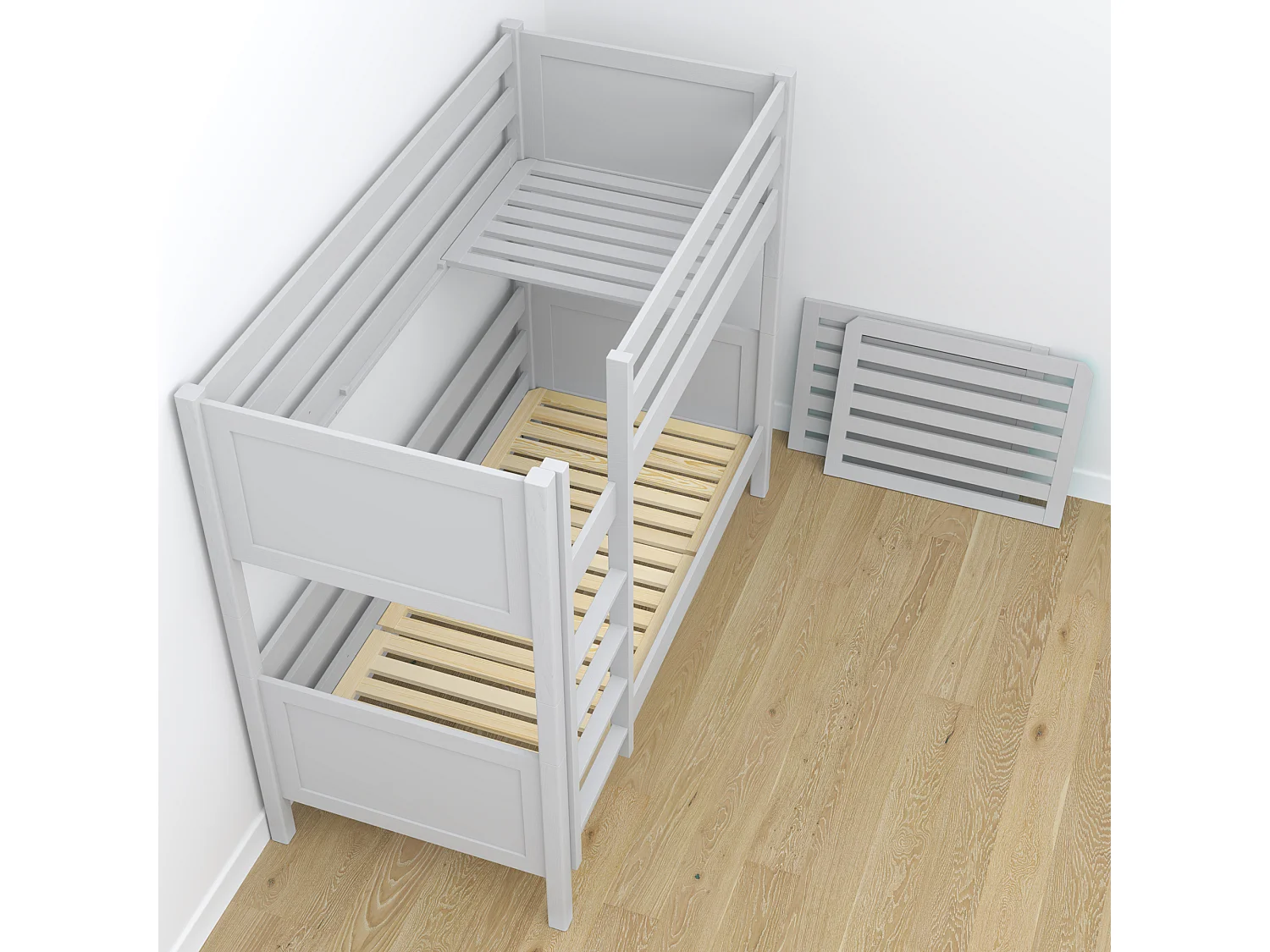 Lit superposé en bois - avec tiroir N02 Gris 100x180