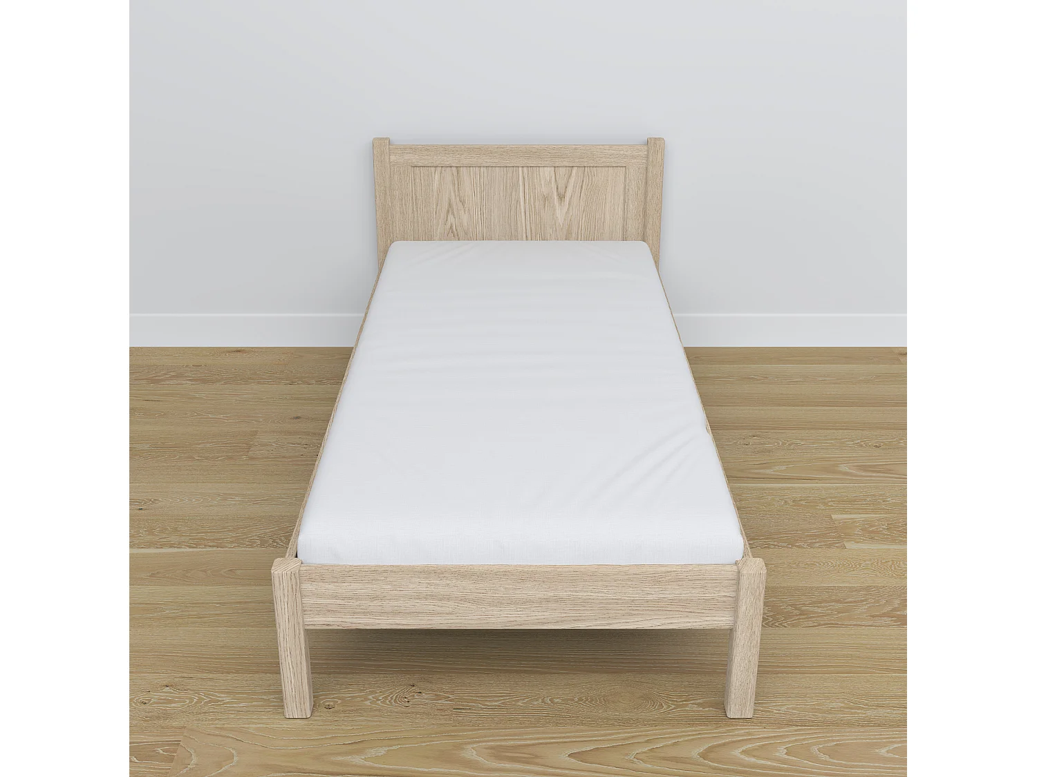 Lit simple en chêne N02 Chêne Blanchi 90x190
