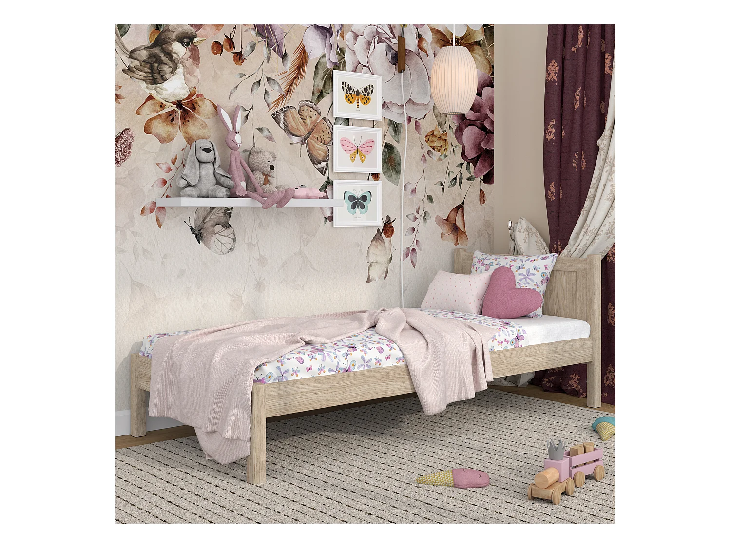 Lit simple en chêne N02 Chêne Blanchi 90x200