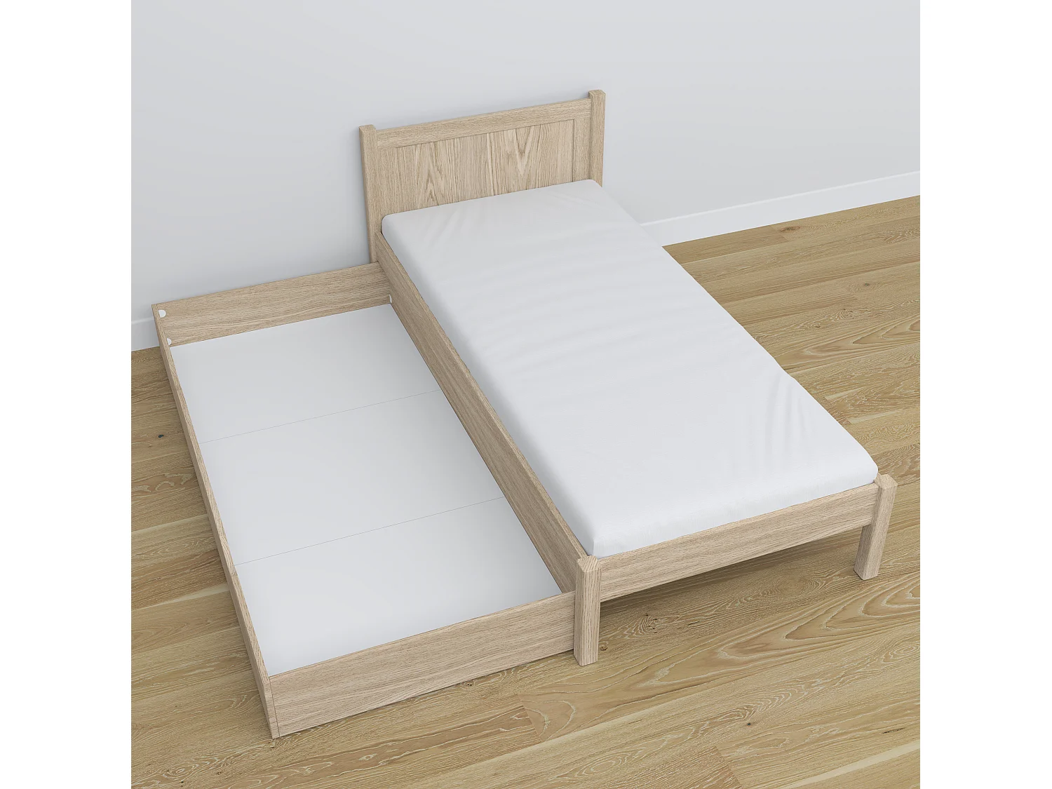 Lit simple en chêne - avec tiroir N02 Chêne Blanchi 120x180