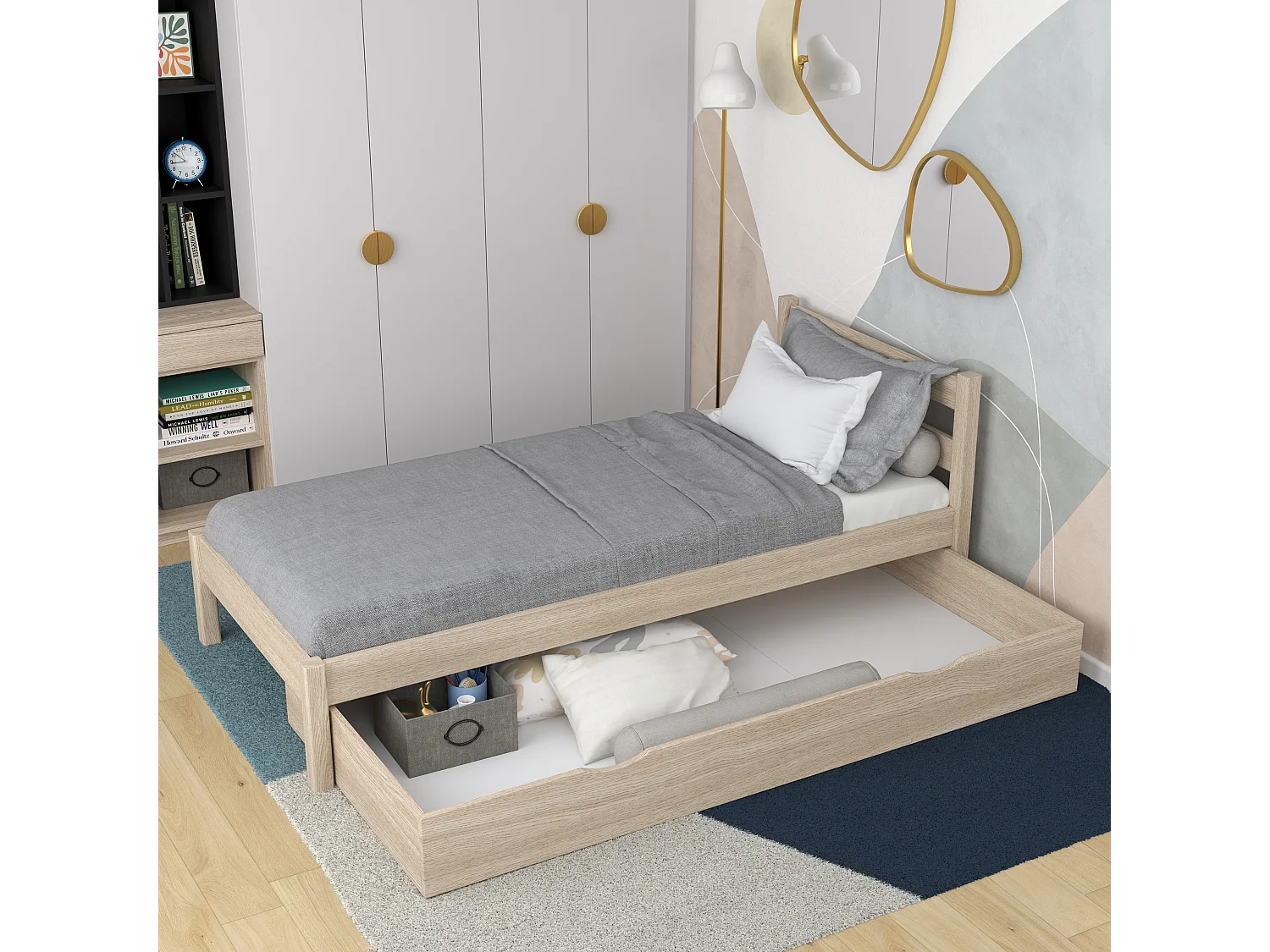 Lit simple en chêne - avec tiroir N01 Chêne Blanchi 120x200