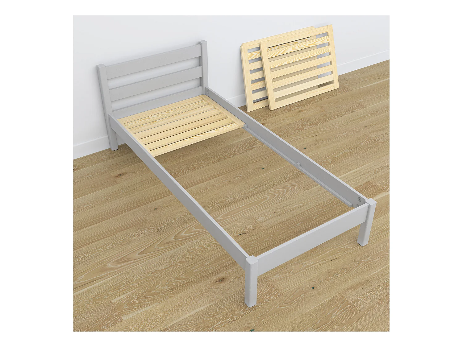 Lit simple en bois - avec tiroir N01 Gris 100x200