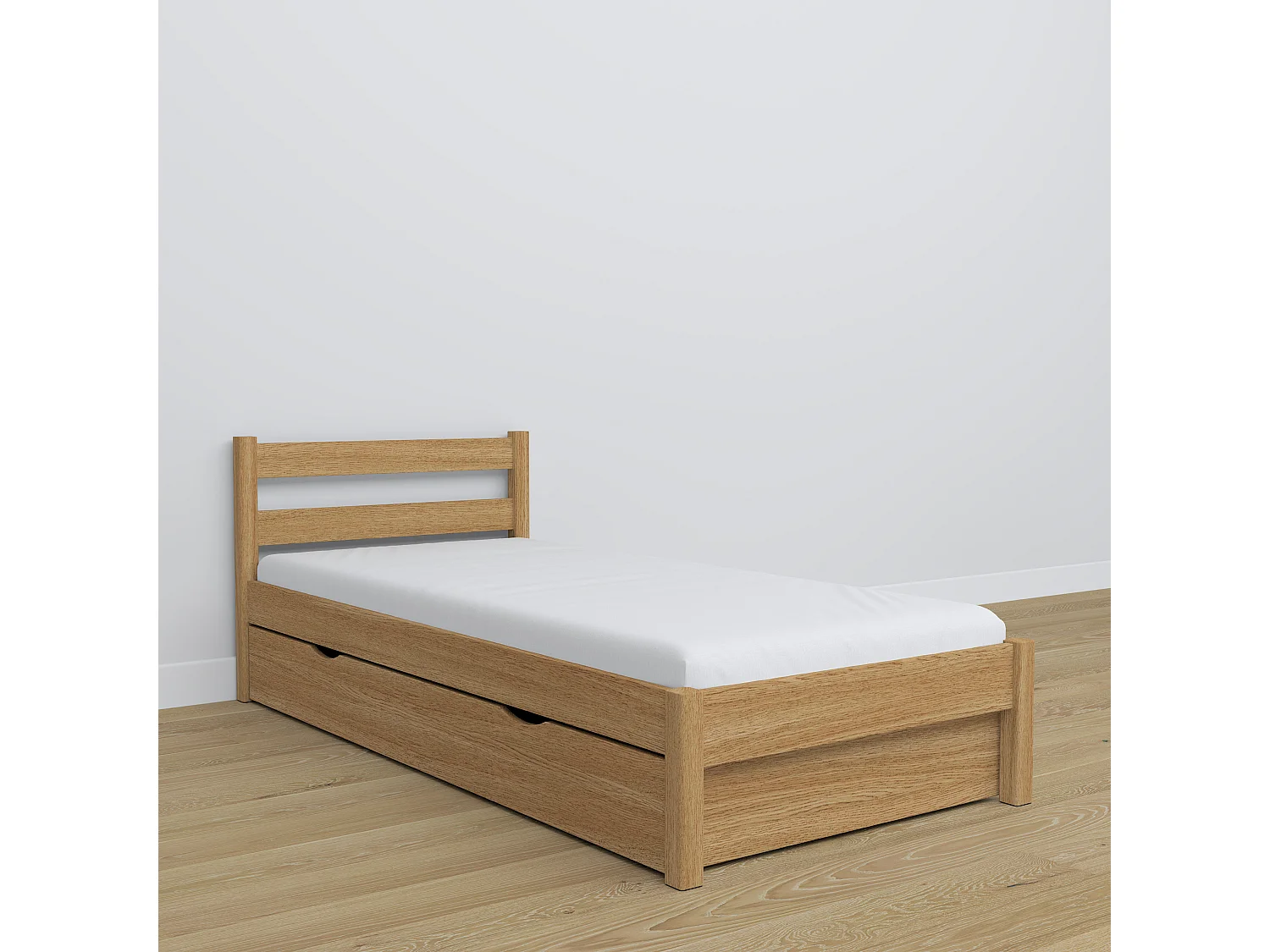 BETT mit Schublade N01 Eiche Natur 80x200