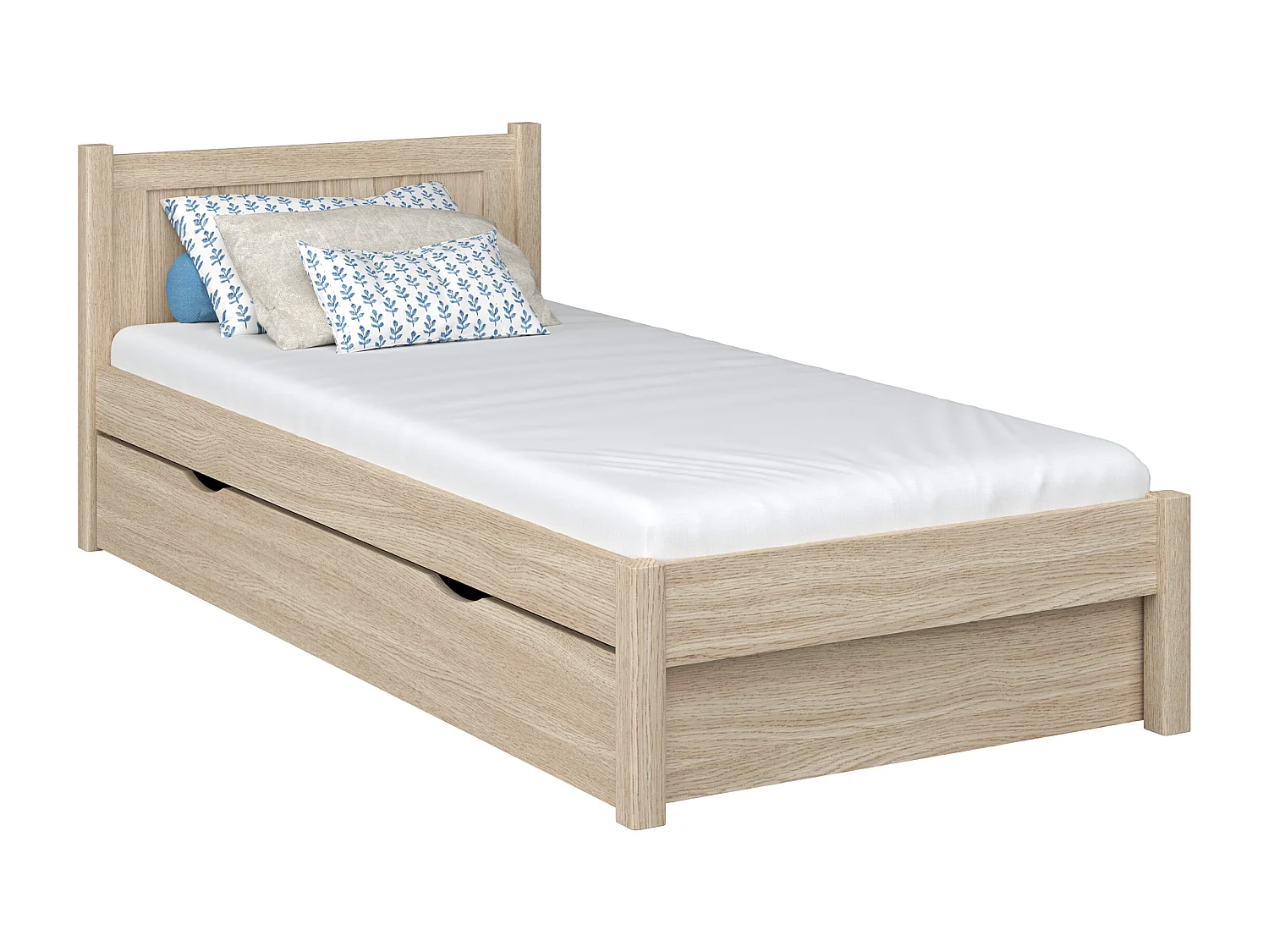 Lit simple en chêne - avec tiroir N02 Chêne Blanchi 90x180