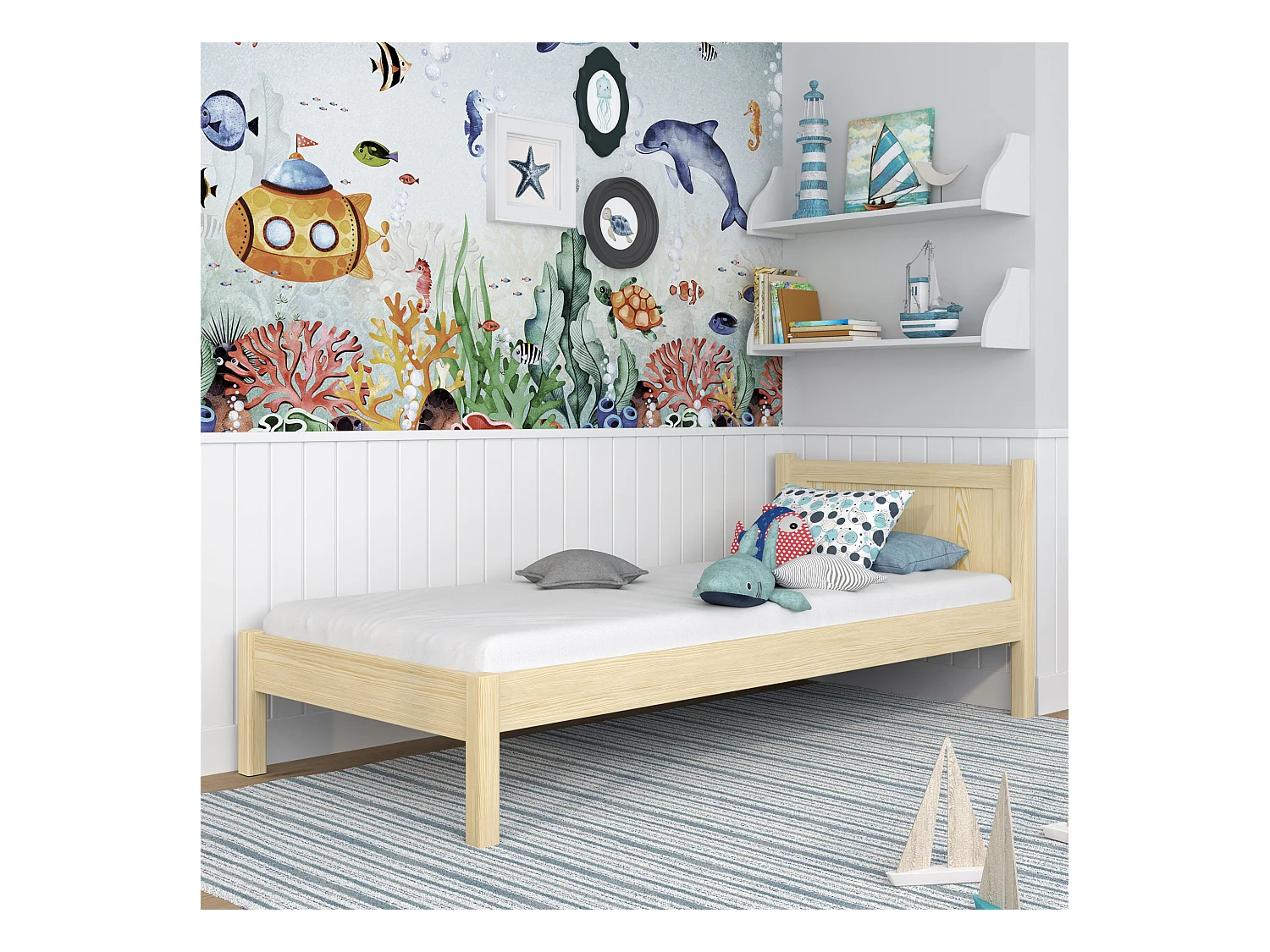 Lit simple en bois N02 Pin Clair 80x190