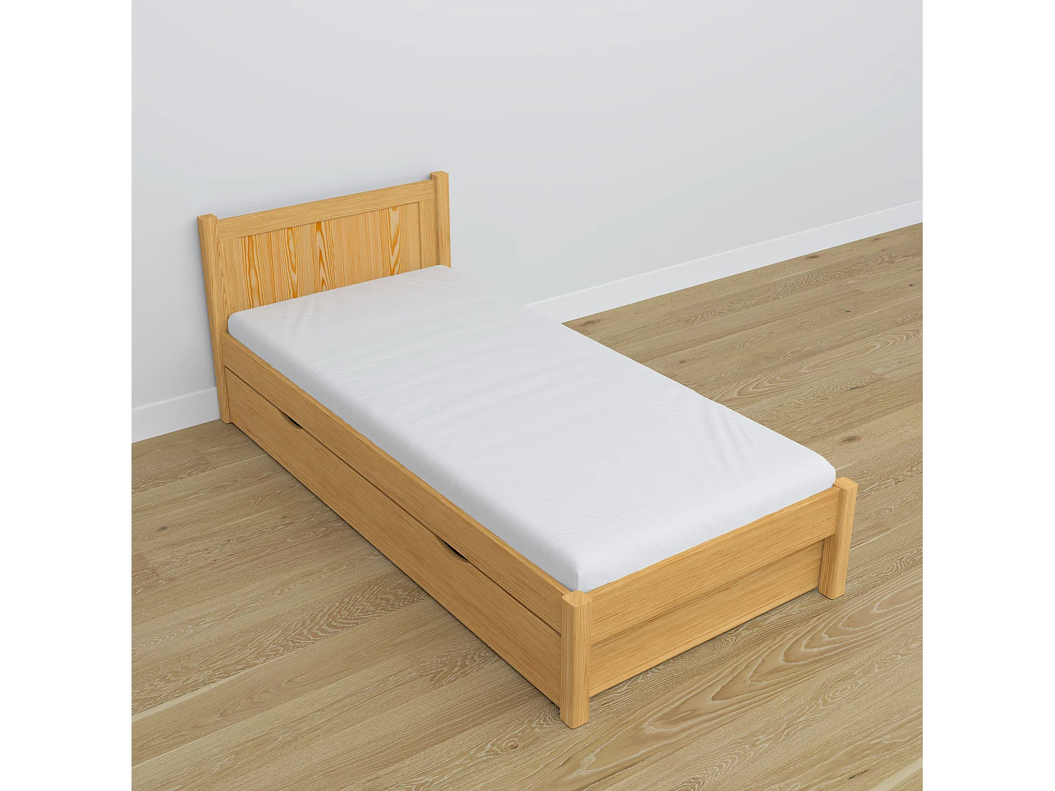 Lit simple en bois - avec tiroir N02 Pin Naturel 100x190