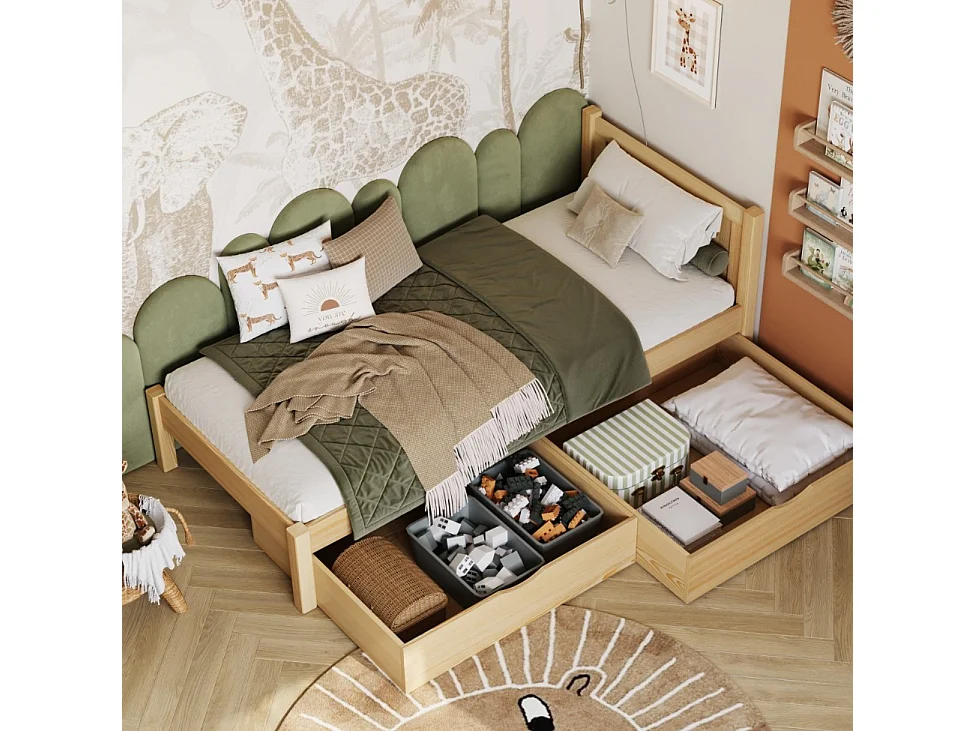 BETT mit Schublade N02 Naturkiefer 100x190