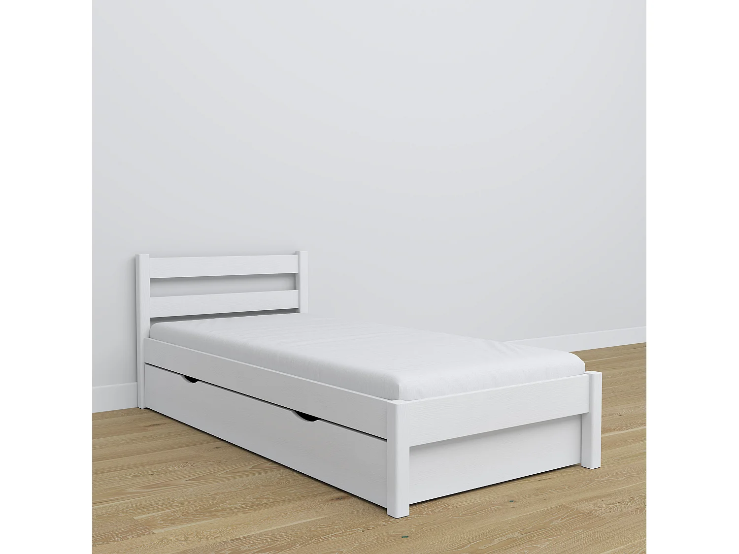 BETT mit Schublade N01 Weiß 90x200