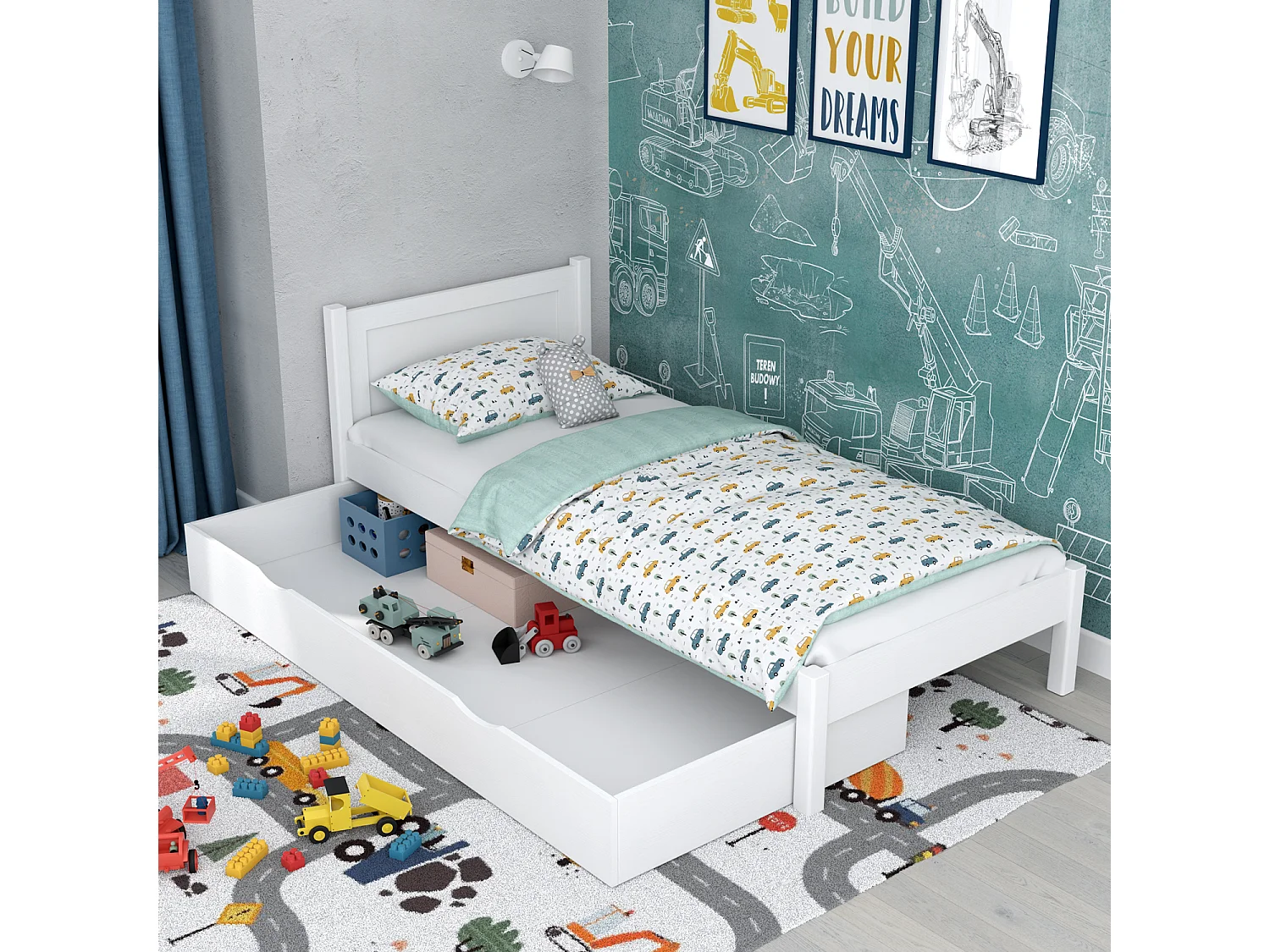 Lit simple en bois - avec tiroir N02 Blanc 80x180
