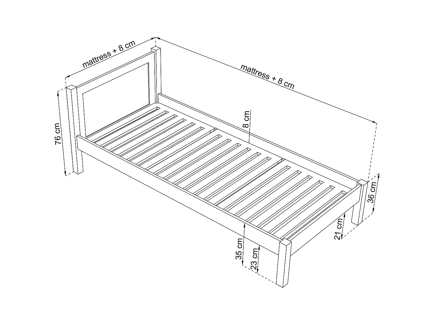 Lit simple en chêne N02 Chêne Naturel 90x200