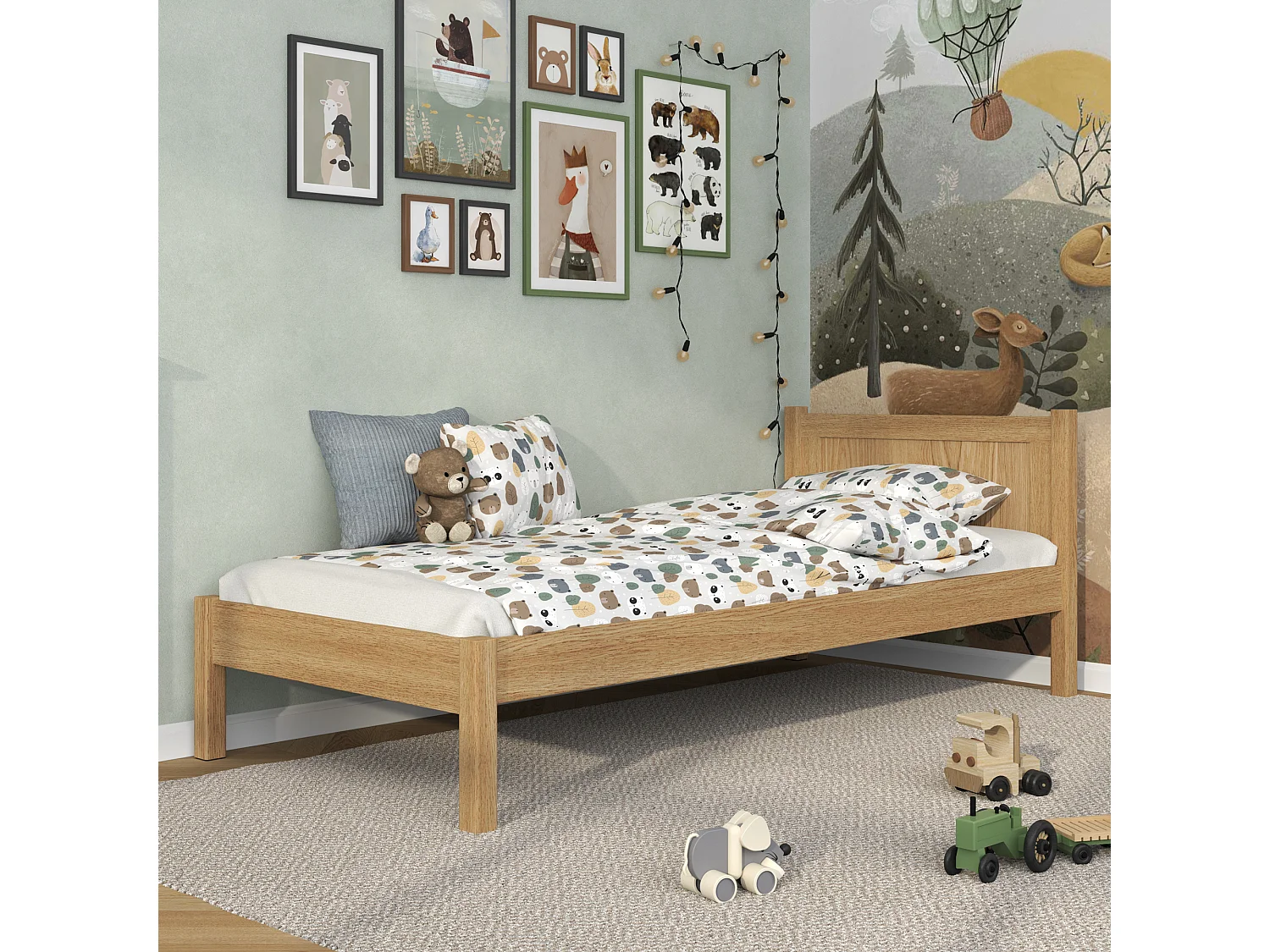 Lit simple en chêne N02 Chêne Naturel 90x200
