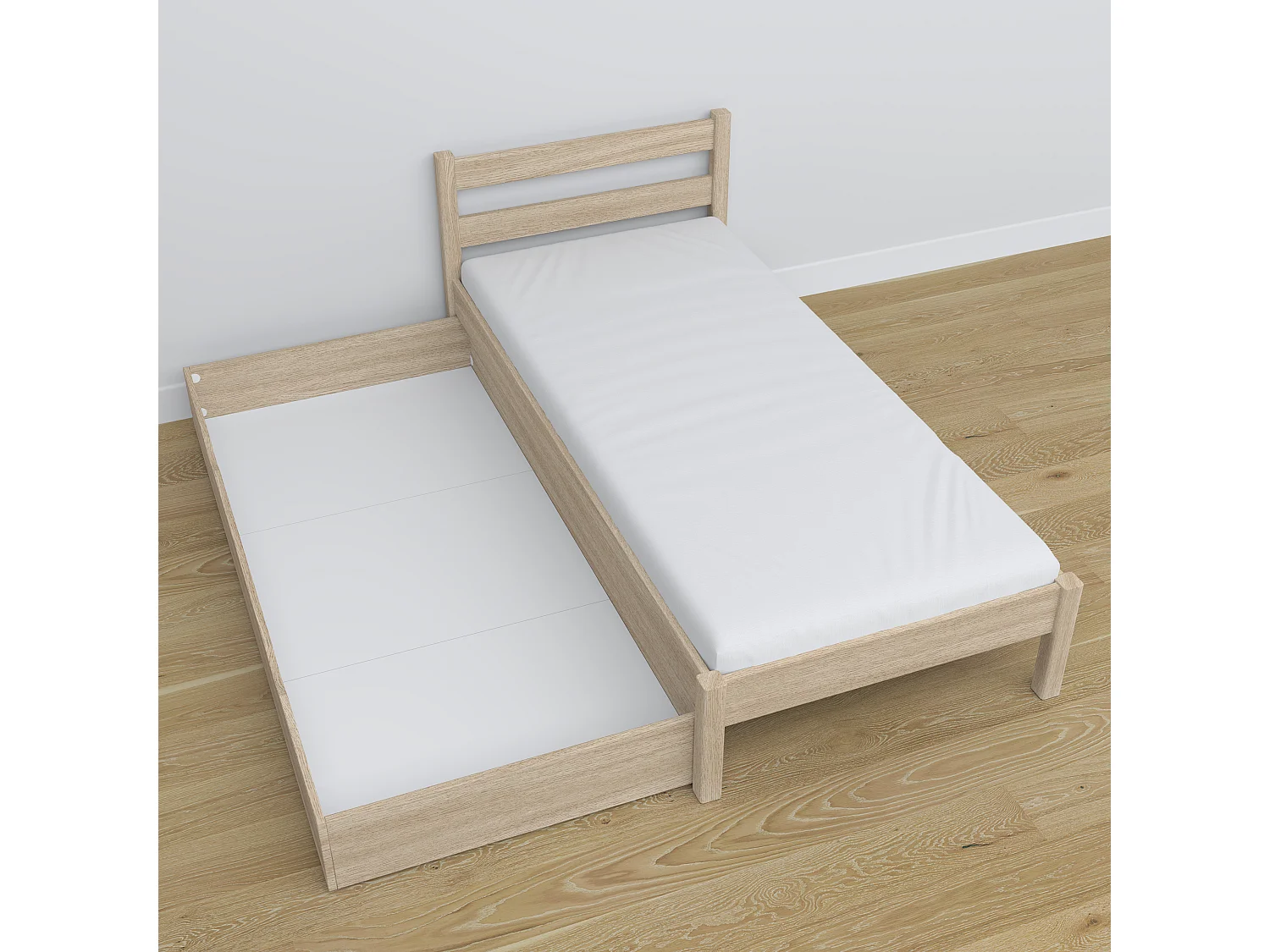 Lit simple en chêne - avec tiroir N01 Chêne Blanchi 90x180