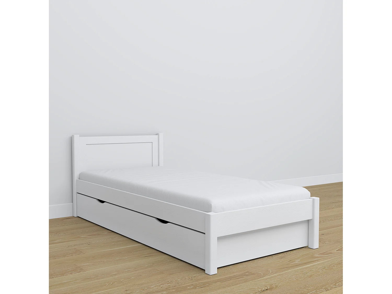 Lit simple en bois - avec tiroir N02 Blanc 100x190