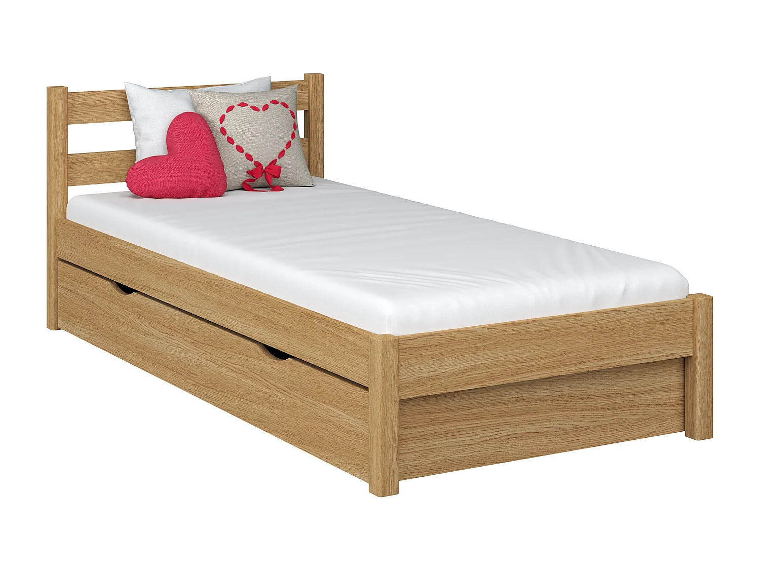 BETT mit Schublade N01 Eiche Natur 80x190