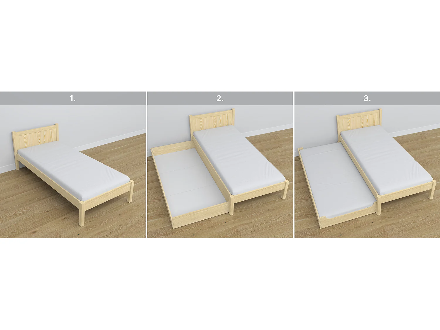 BETT mit Schublade N02 Klare Kiefer 120x180