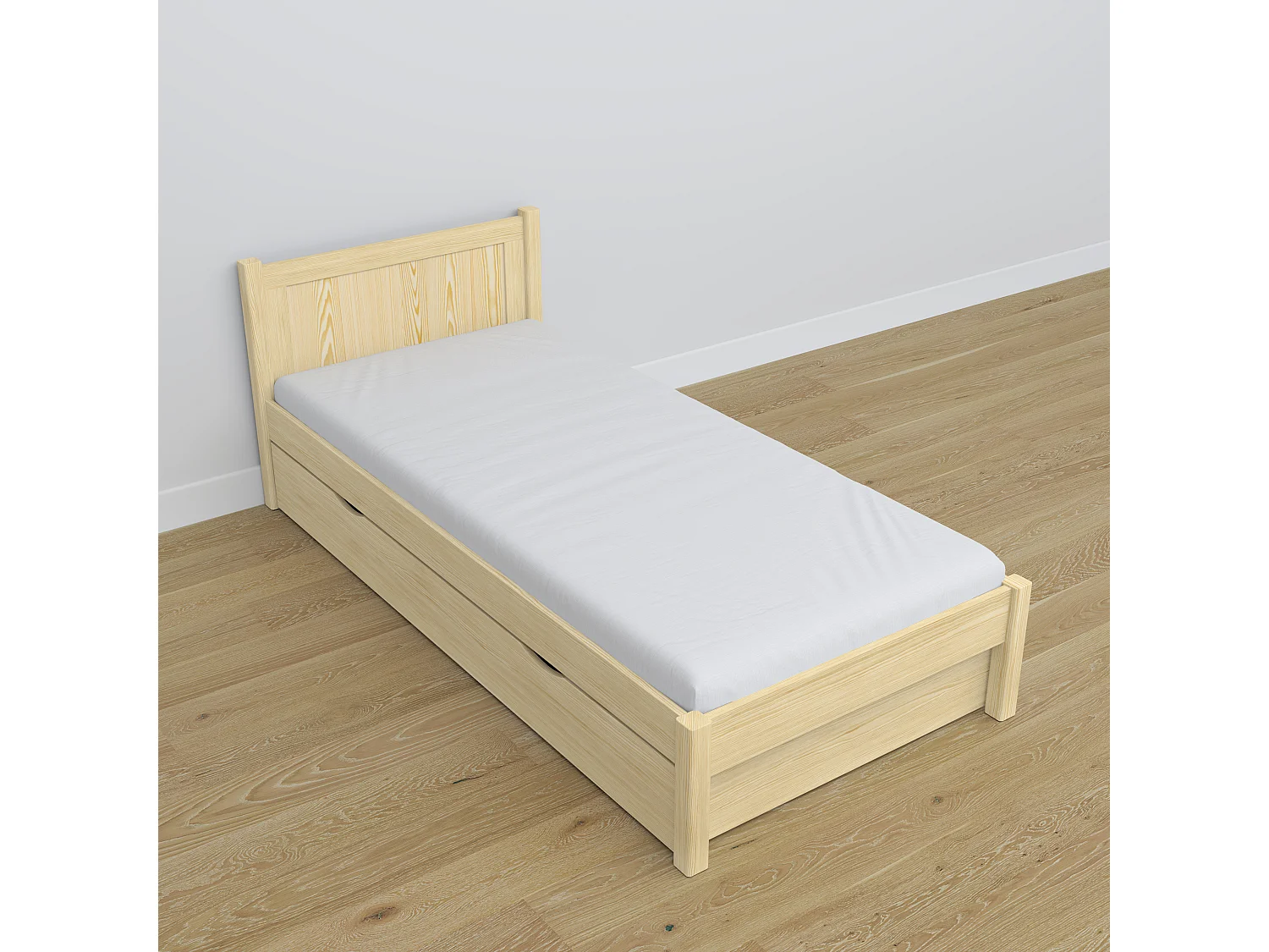 BETT mit Schublade N02 Klare Kiefer 120x190