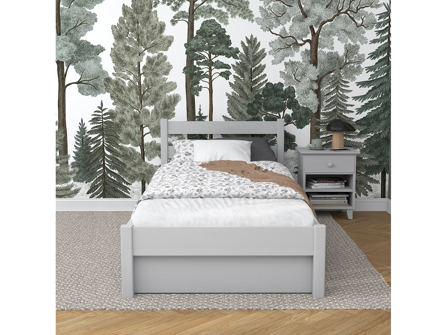 BETT mit Schublade N01 Grau 100x180