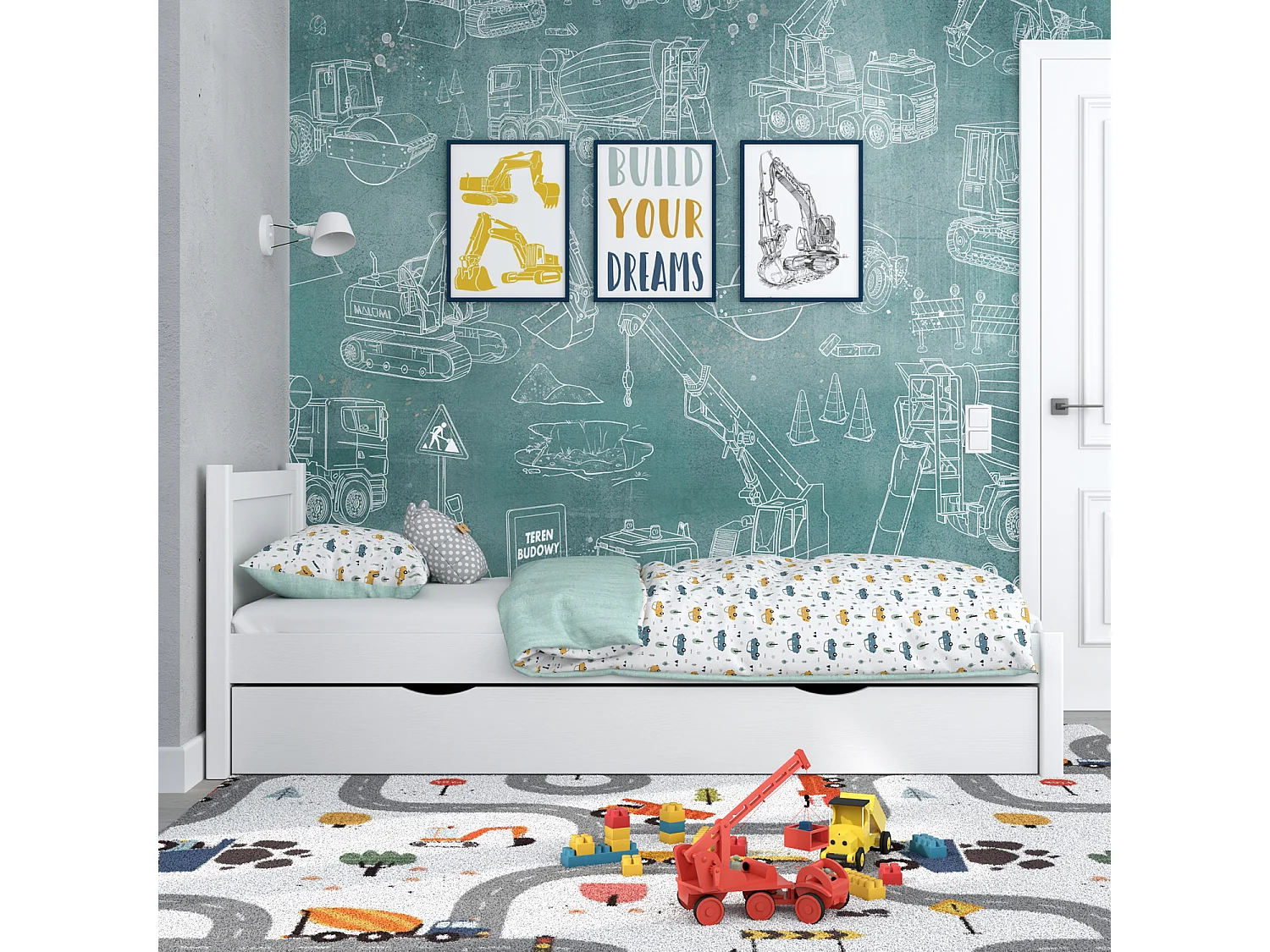 BETT mit Schublade N02 Weiß 120x190