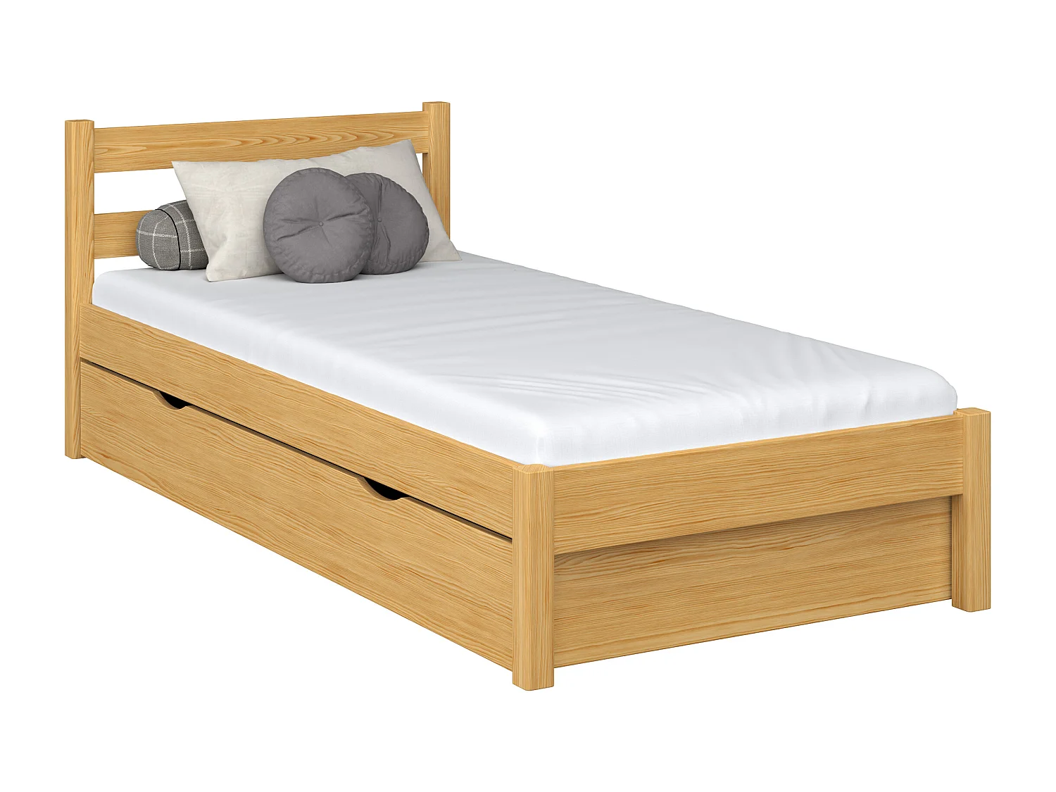 Lit simple en bois - avec tiroir N01 Pin Naturel 80x180