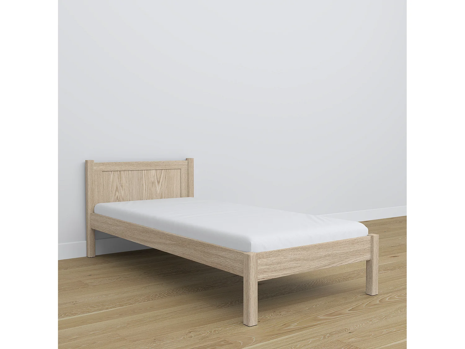Lit simple en chêne N02 Chêne Blanchi 80x190