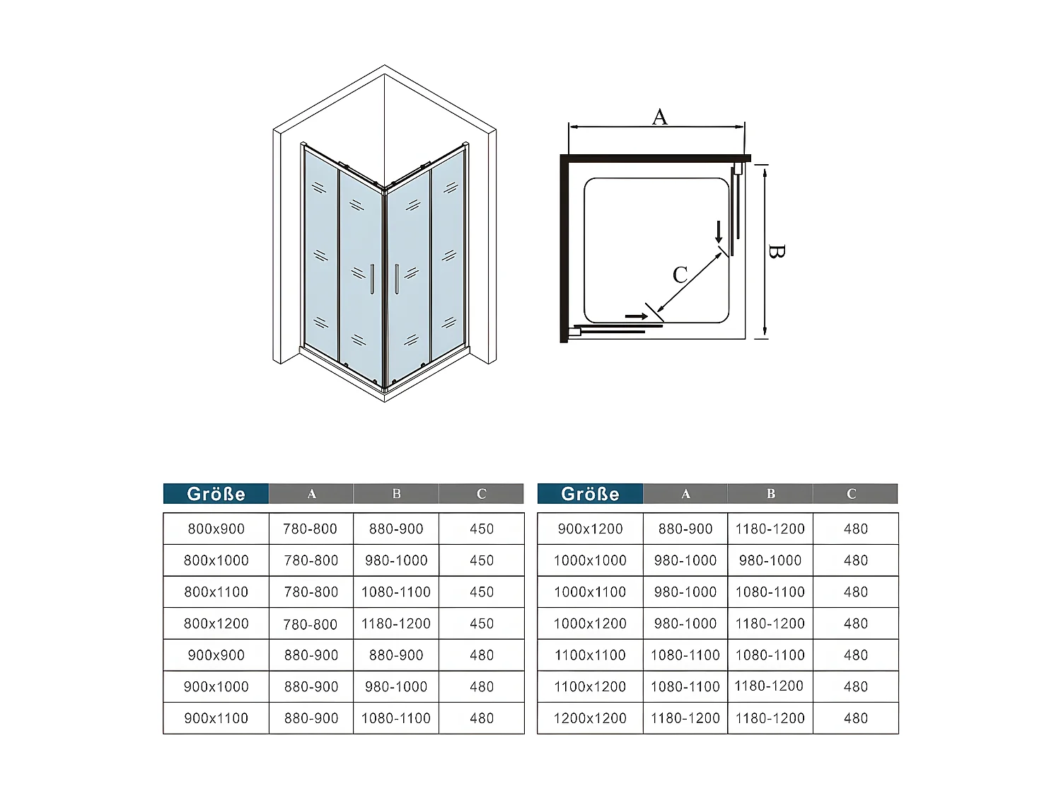 uschkabine Eckeinstieg Schiebetür Duschabtrennung Duschwand ohne Duschtasse 76x76x185cm
