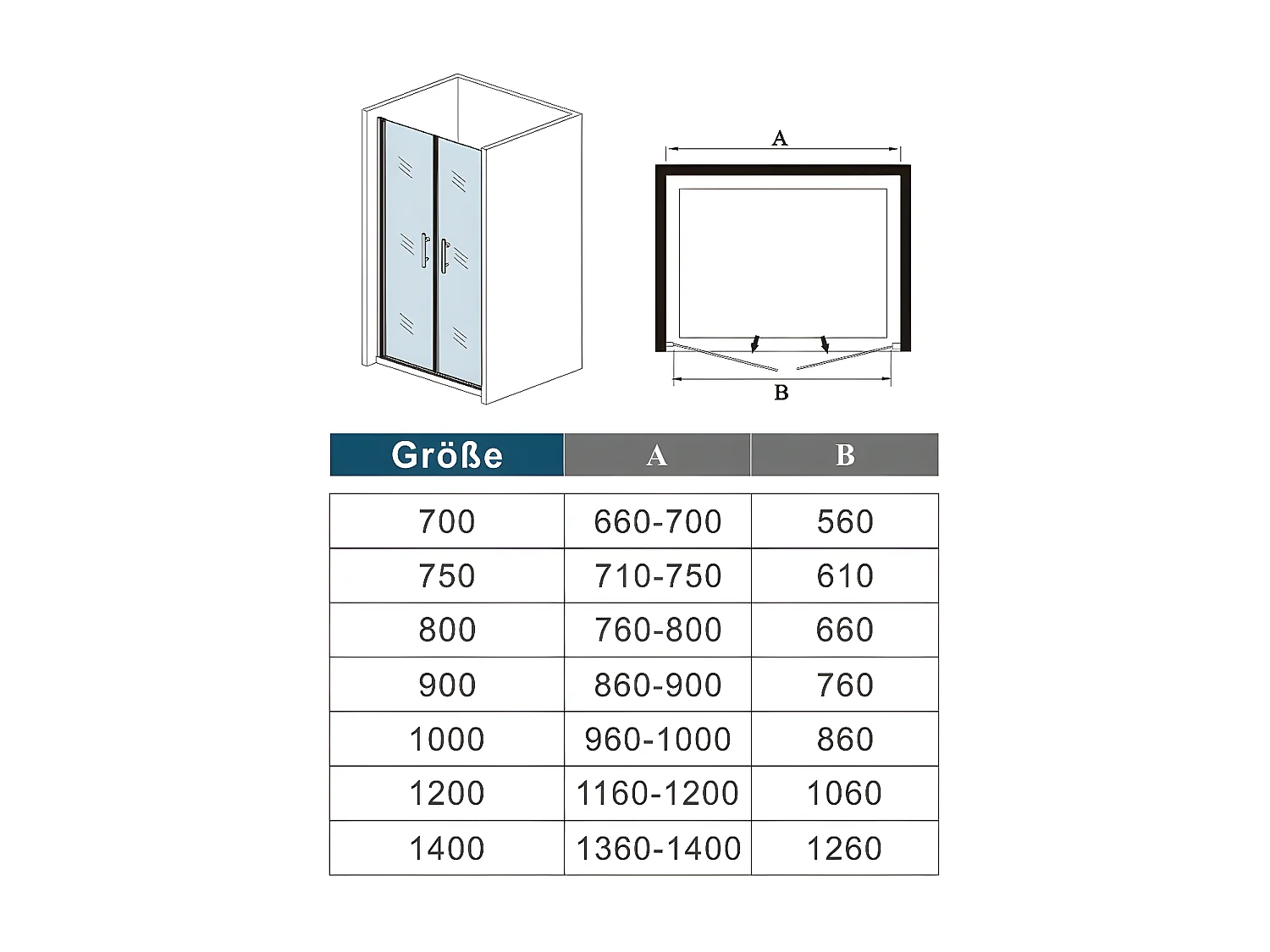 Nischentür Pendeltür Duschtür Schwenktür Duschabtrennung Dusche Duschkabine 120X195cm
