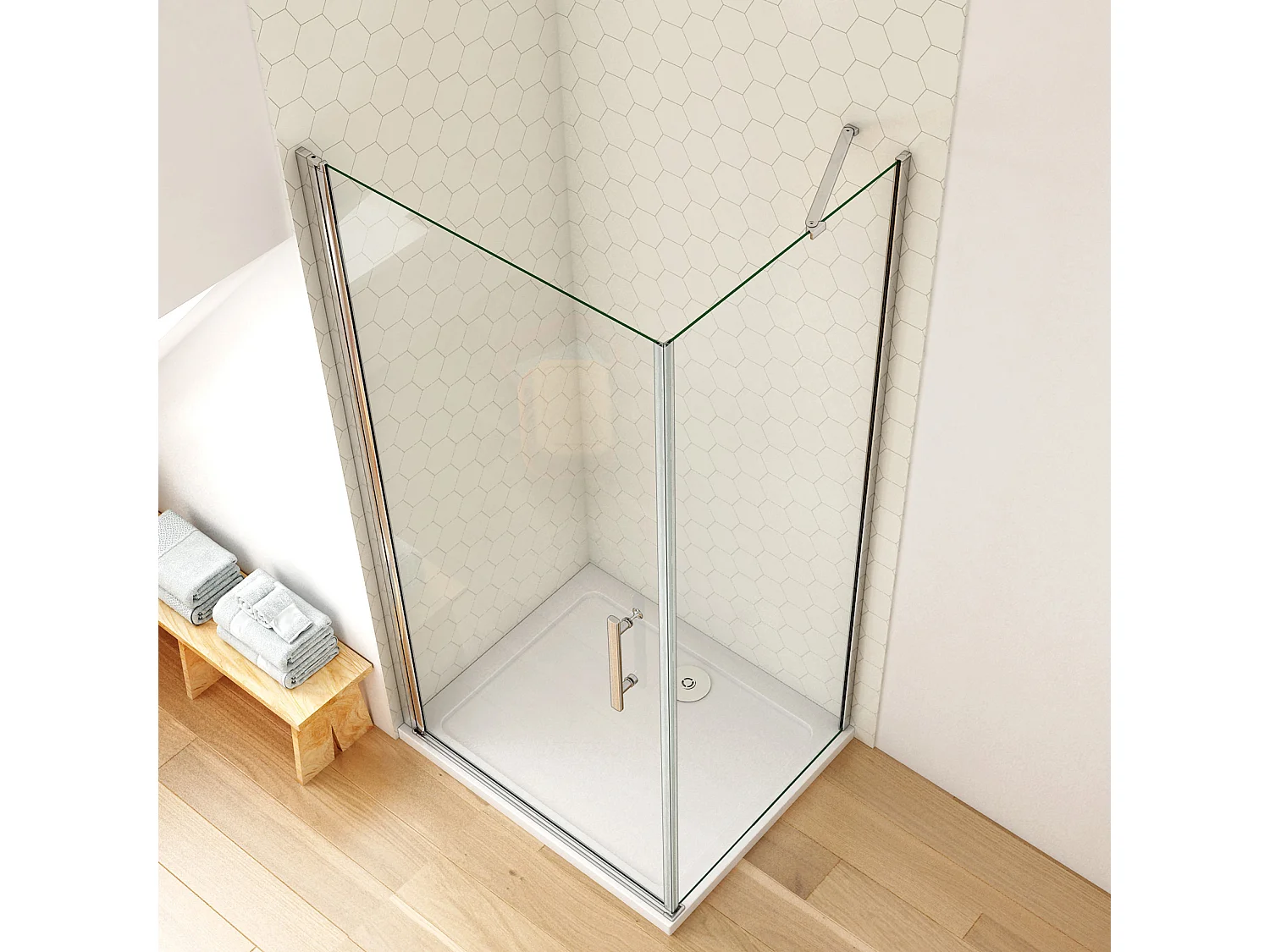 Duschkabine Eckeinstieg Dusche Duschabtrennnung Schwingtür Duschtür 6mm NaNo ESG Glas H 195cm 100X70cm