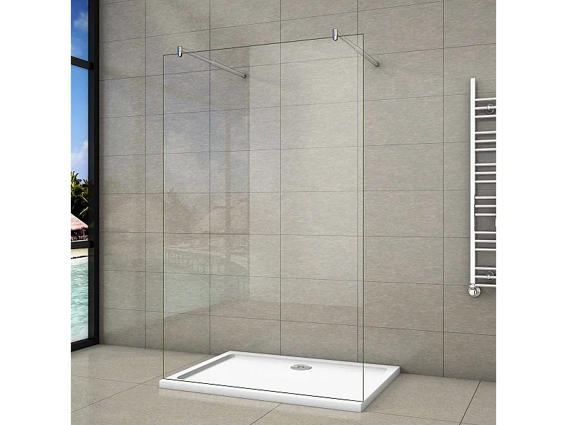 mit 2  70-120cm Stabilisator 10mm Nano Sicherheitsglas Walk in Duschwand Duschabtrennung 97.7x200cm