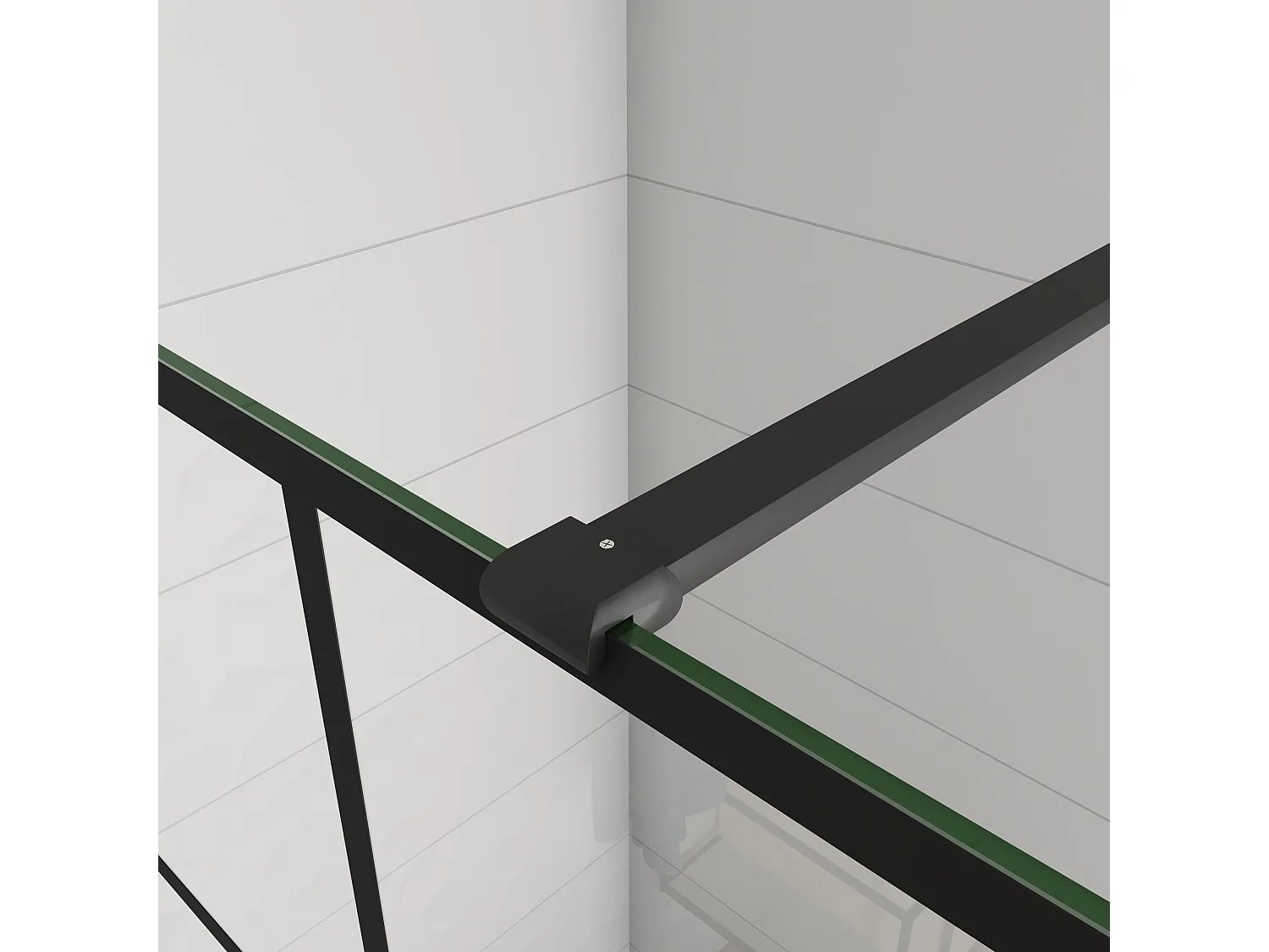 Schwarze Gittermuster FormDuschabtrennung 8mm Nano ESG Duschwand Duschabtrennung + N Form:140cm Stabilisator 80x200cm