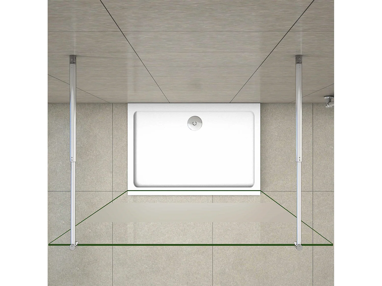 Walk In 10mm Nano ESG Milchglasstreifen Duschabtrennung + 70-120cm Stabilisatorx2 87.7x200cm