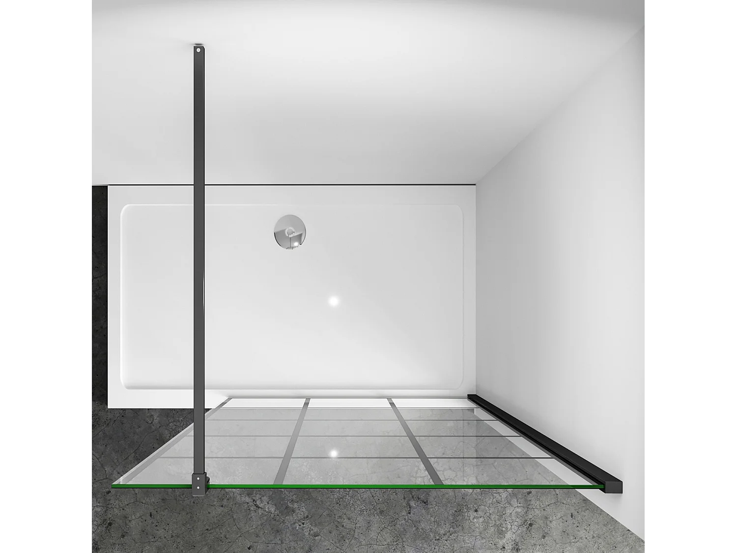 Schwarze Gittermuster FormDuschabtrennung 8mm Nano ESG Duschwand Duschabtrennung + F Form:140cm Stabilisator 100x200cm