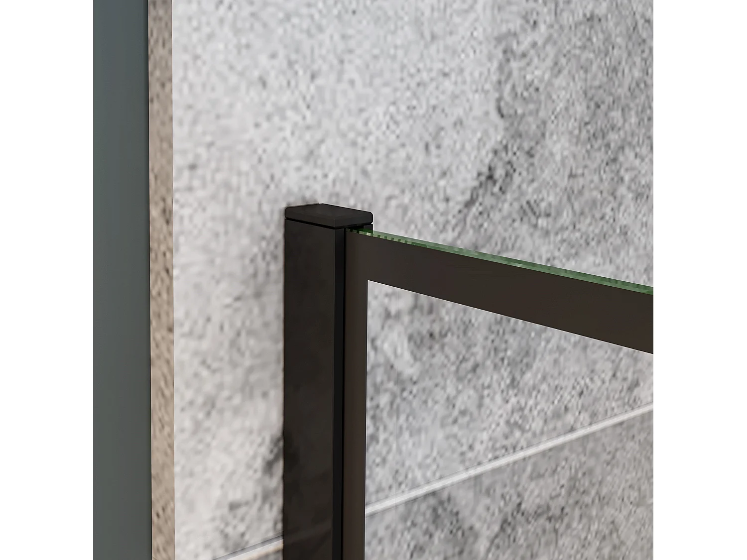 Schwarze unregelmäßige FormDuschabtrennung 8mm Nano ESG Duschwand Duschabtrennung + 73-120cm Stabilisator 100x200cm