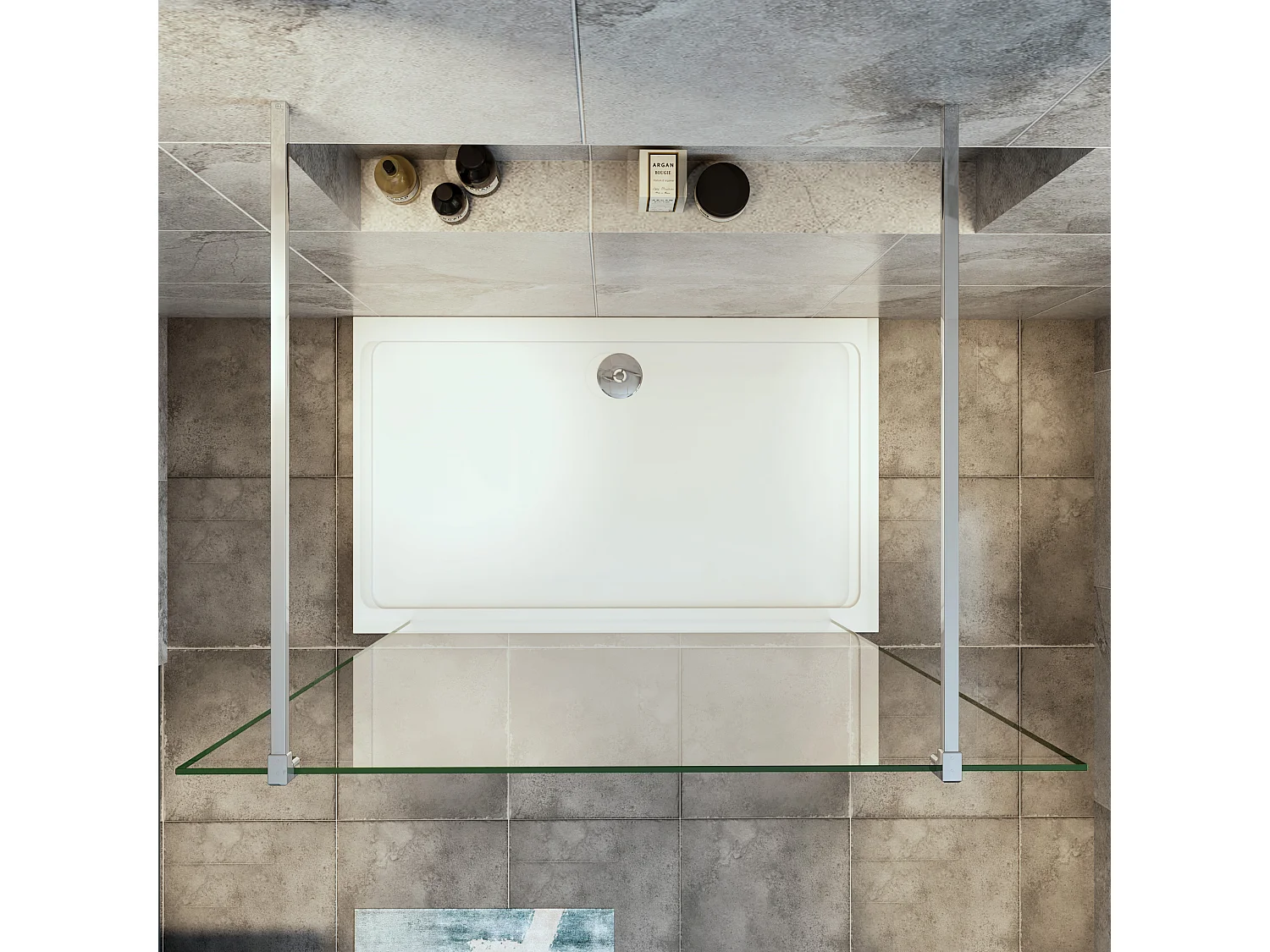 mit 2  F Form:140cm Stabilisator 8mm Nano Sicherheitsglas Walk in Duschwand Duschabtrennung 97.7x200cm