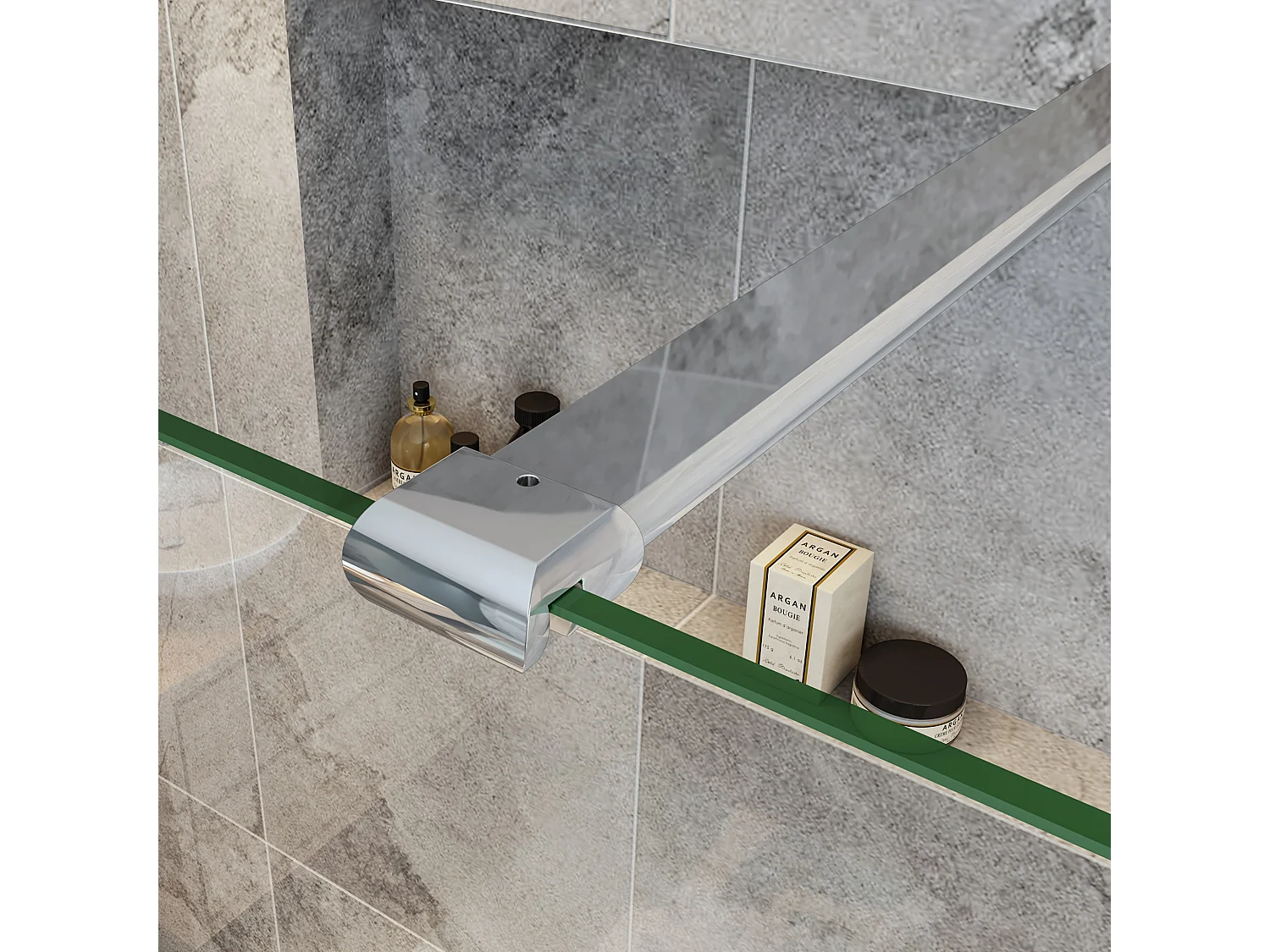 mit 2  N Form:140cm Stabilisator 8mm Nano Sicherheitsglas Walk in Duschwand Duschabtrennung 127.7x200cm